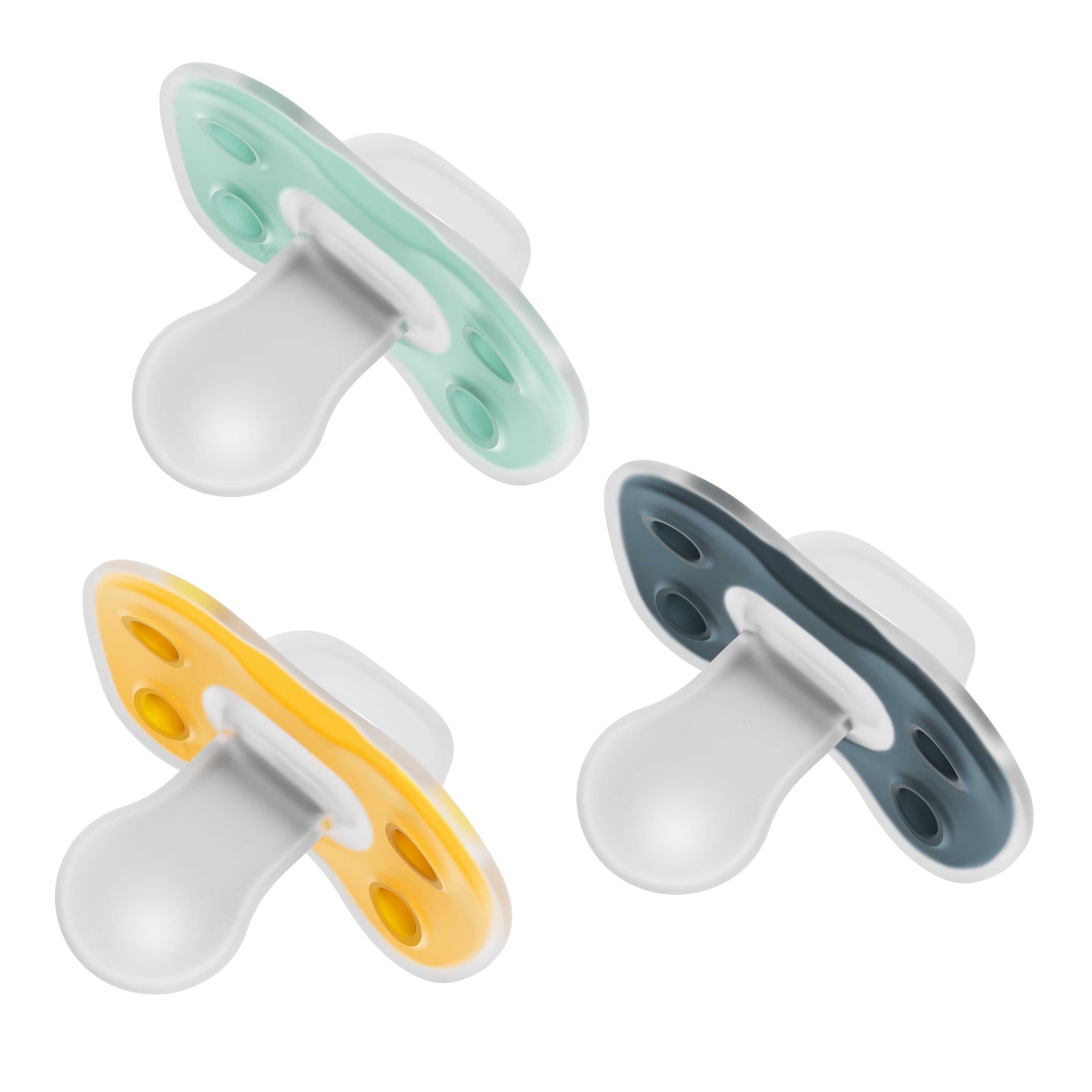 Advantage Lightweight One-Piece Silicone Baby Pacifier, Fully Symmetrical Soother, Neutral, 6-18M, BPA Free, 3 Pack