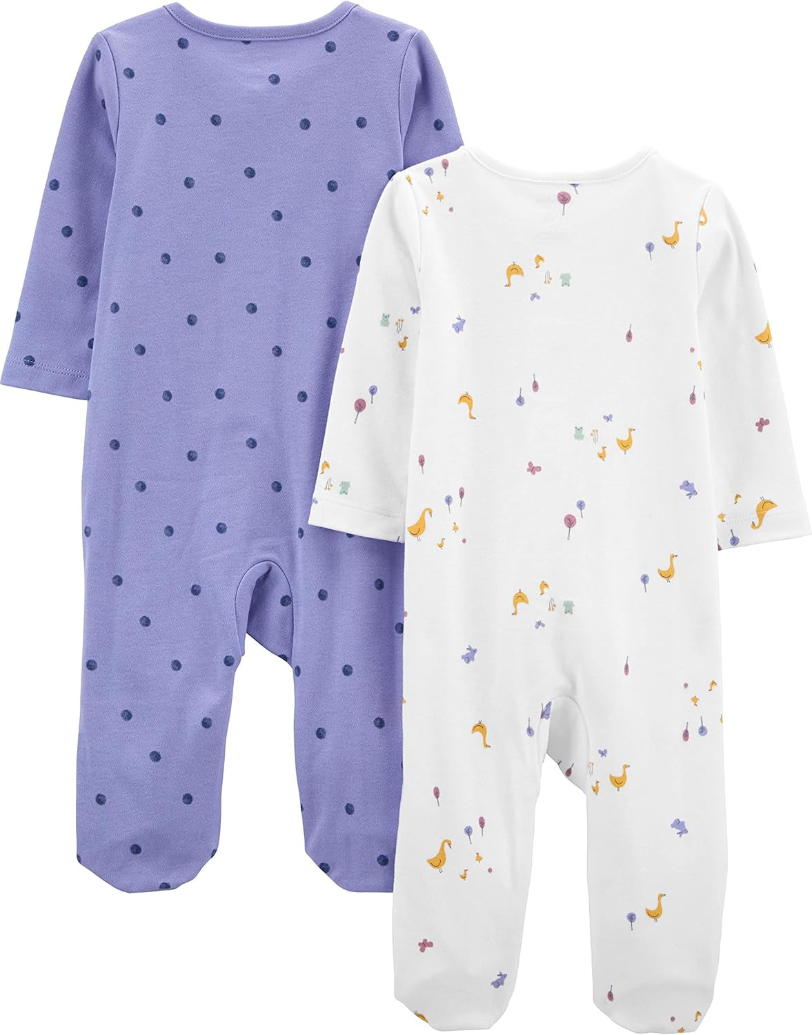 Baby Girls' Cotton Footed Sleep and Play, Pack of 2