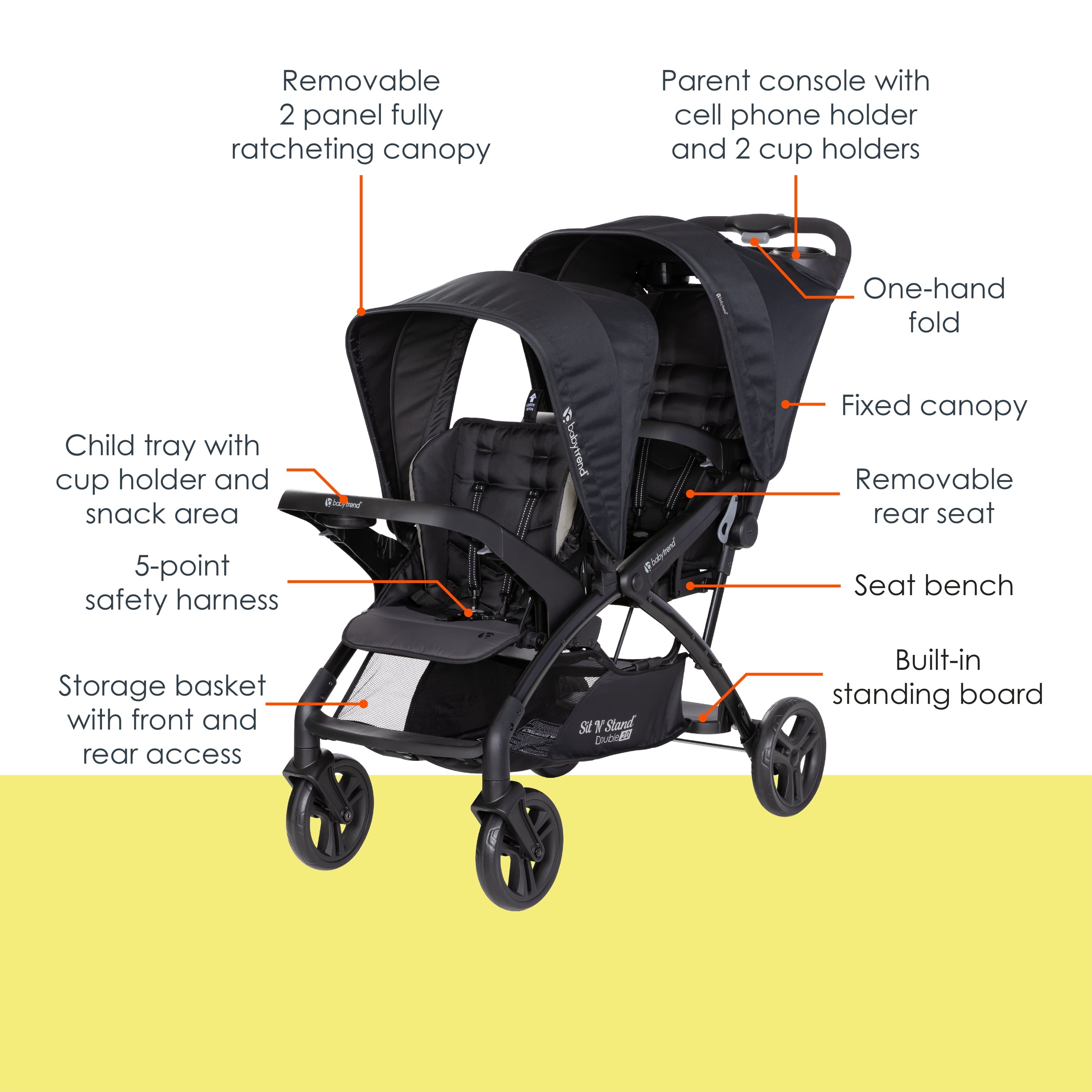 Baby Trend Sit N' Stand® Double 2.0 Stroller - Desert Tan