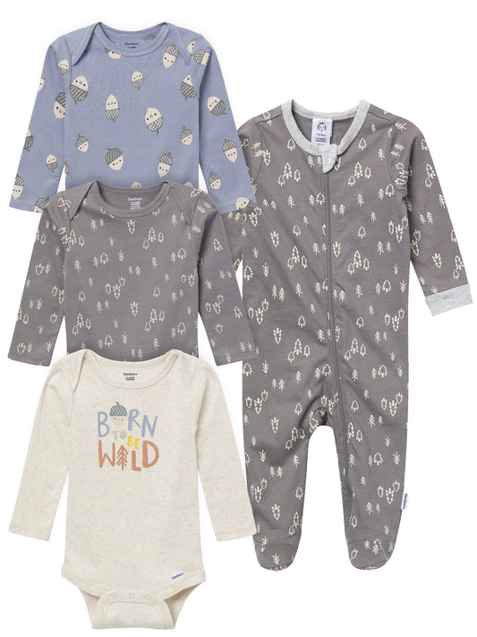 Gerber Gender Neutral 4-Piece Gift Set, Sizes Newborn - 6/9 Months