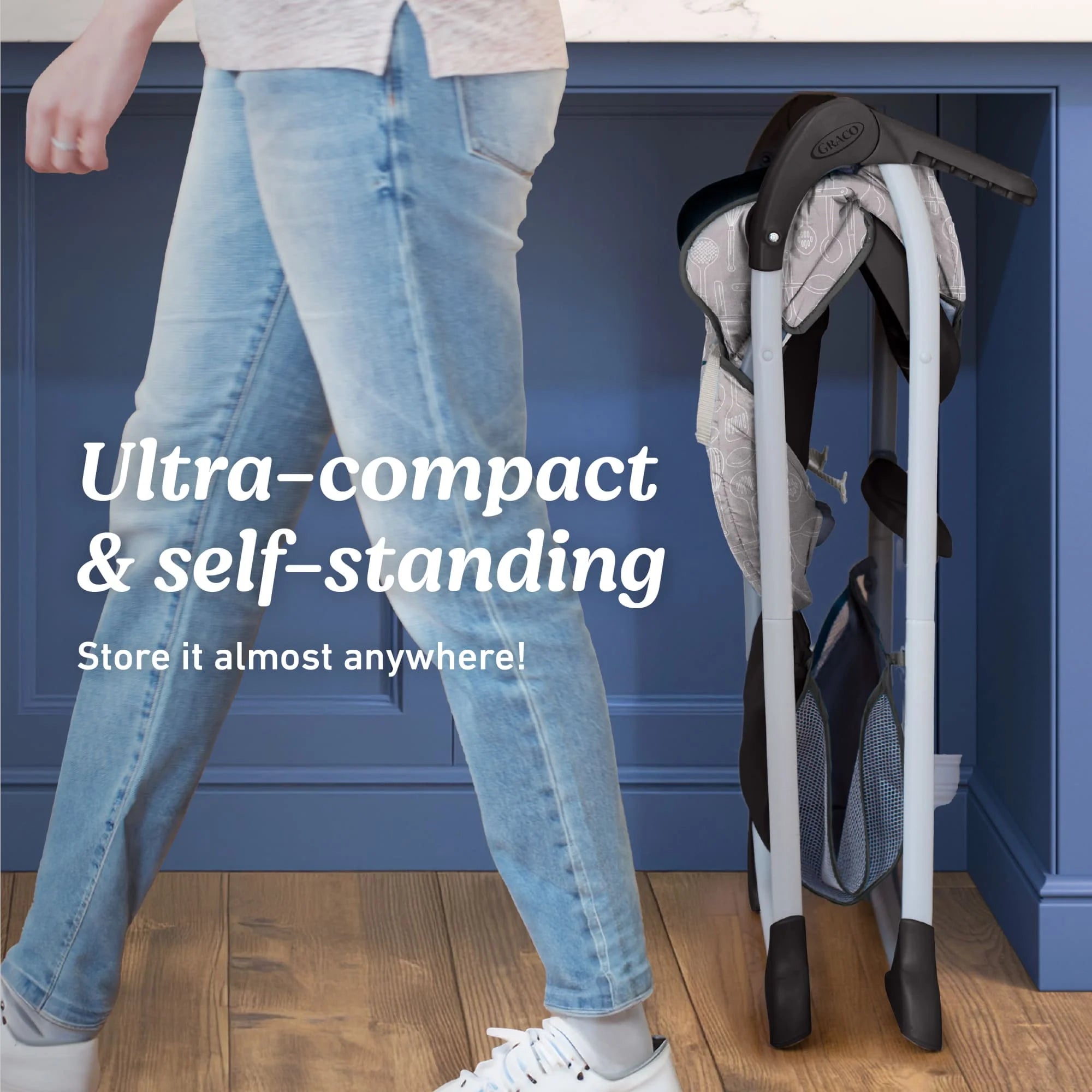 Graco Slim Snacker Highchair with One-Hand Fold, Adjustable Recline, Whisk