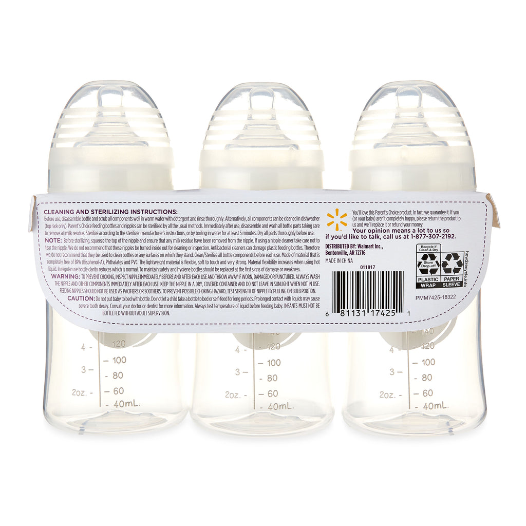 Wide Neck Bottles, 3 Pack, 9 Fl Oz