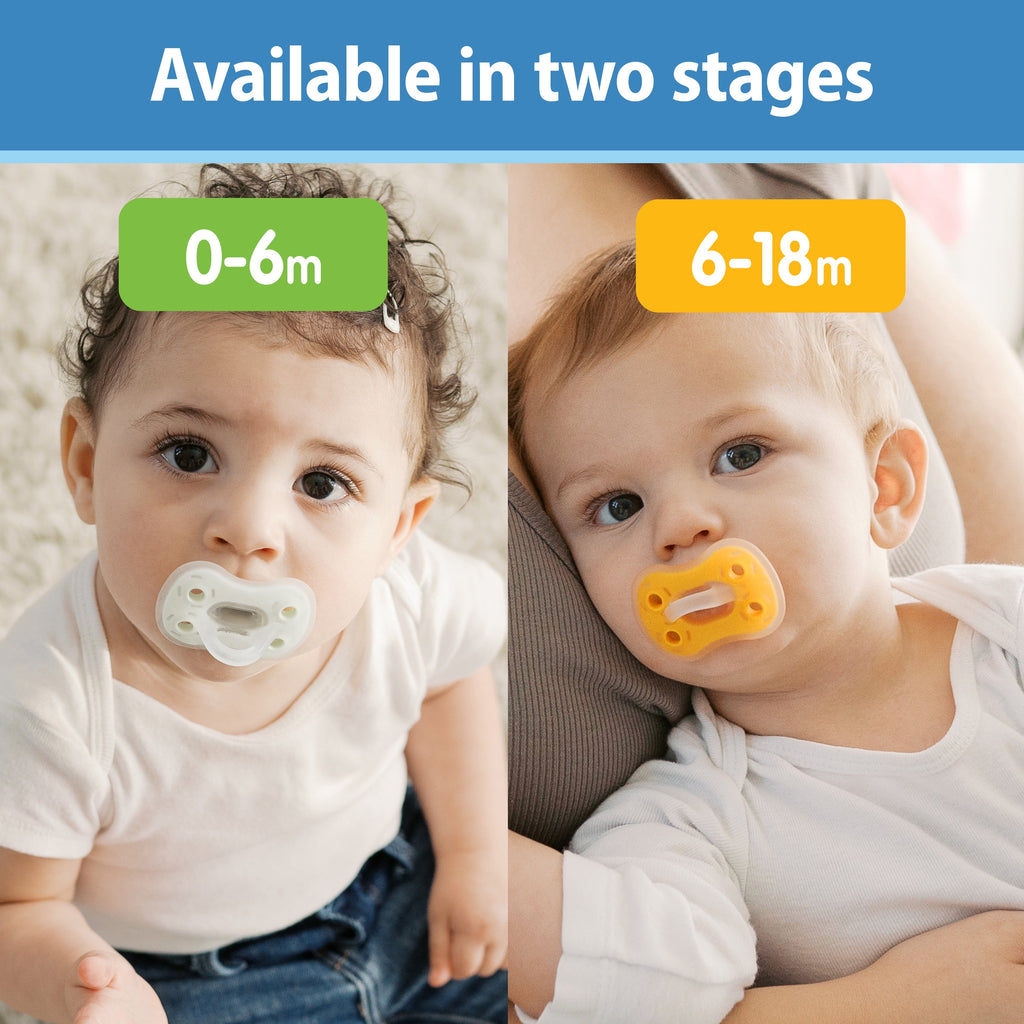 Advantage Lightweight One-Piece Silicone Baby Pacifier, Fully Symmetrical Soother, Neutral, 6-18M, BPA Free, 3 Pack