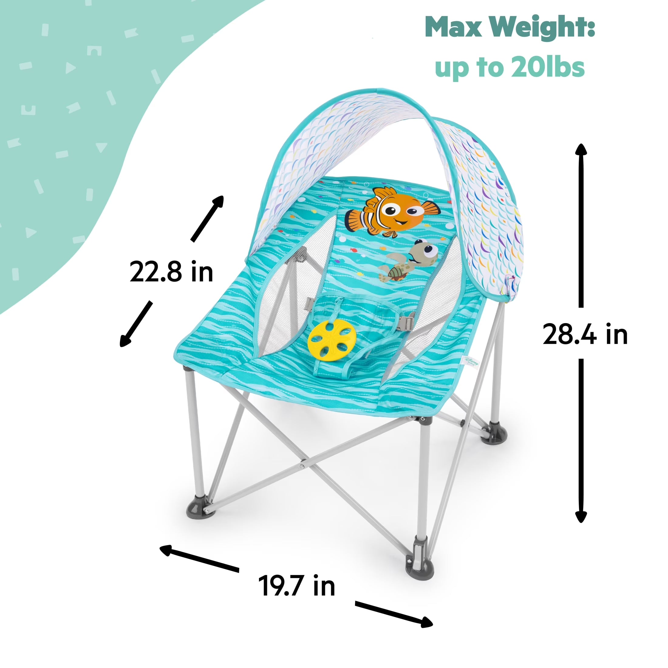 Disney Baby Finding Nemo Pop 'N Chill Travel Seat, Blue, Unisex, Newborn
