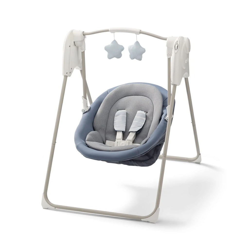 Slim Spaces Compact Baby Swings for Infants, Infant Swing, Pristine, Blue