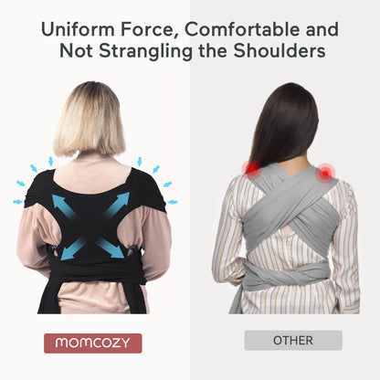 Momcozy Baby Wrap Carrier, Adjustable Baby Carriers for Newborn to Toddler 7–44 Lb (About 0–36 Months), Black