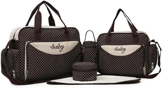 5Pcs Diaper Bag Tote Set - Baby Bags for Mom (Brown