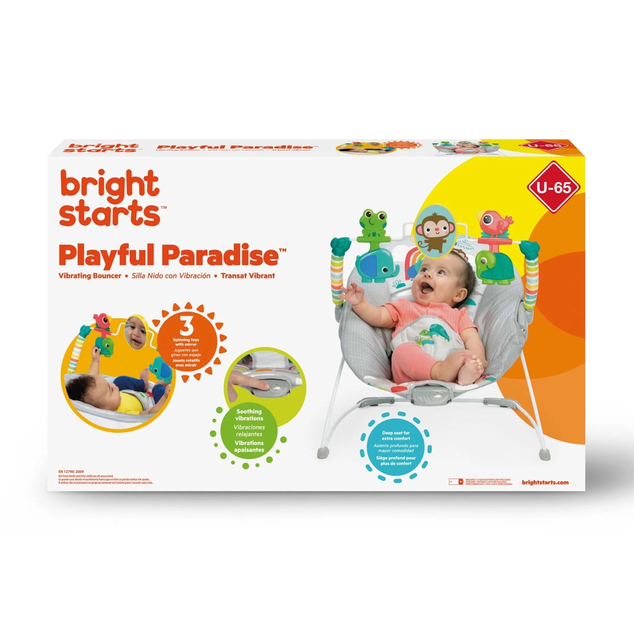 Playful Paradise Vibrating Baby Bouncer, Self Bounce, Unisex, Newborn +