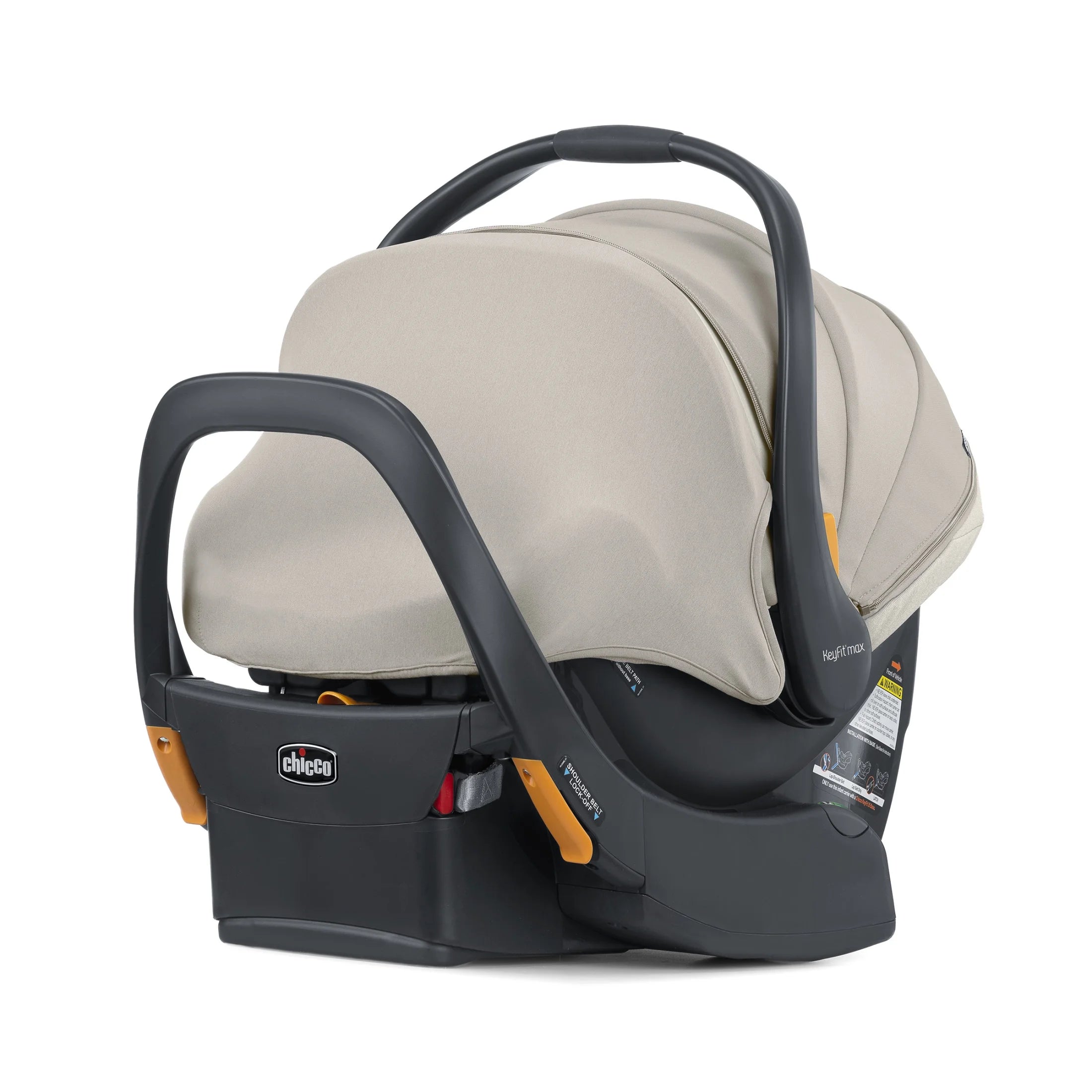 Keyfit® Max Zip Cleartex® Extended-Use Infant Car Seat and Stay-In-Car Base, Rear-Facing, 1-Hand Adjust Handle, Zip-Open Privacy Shield - Sierra (Beige), New