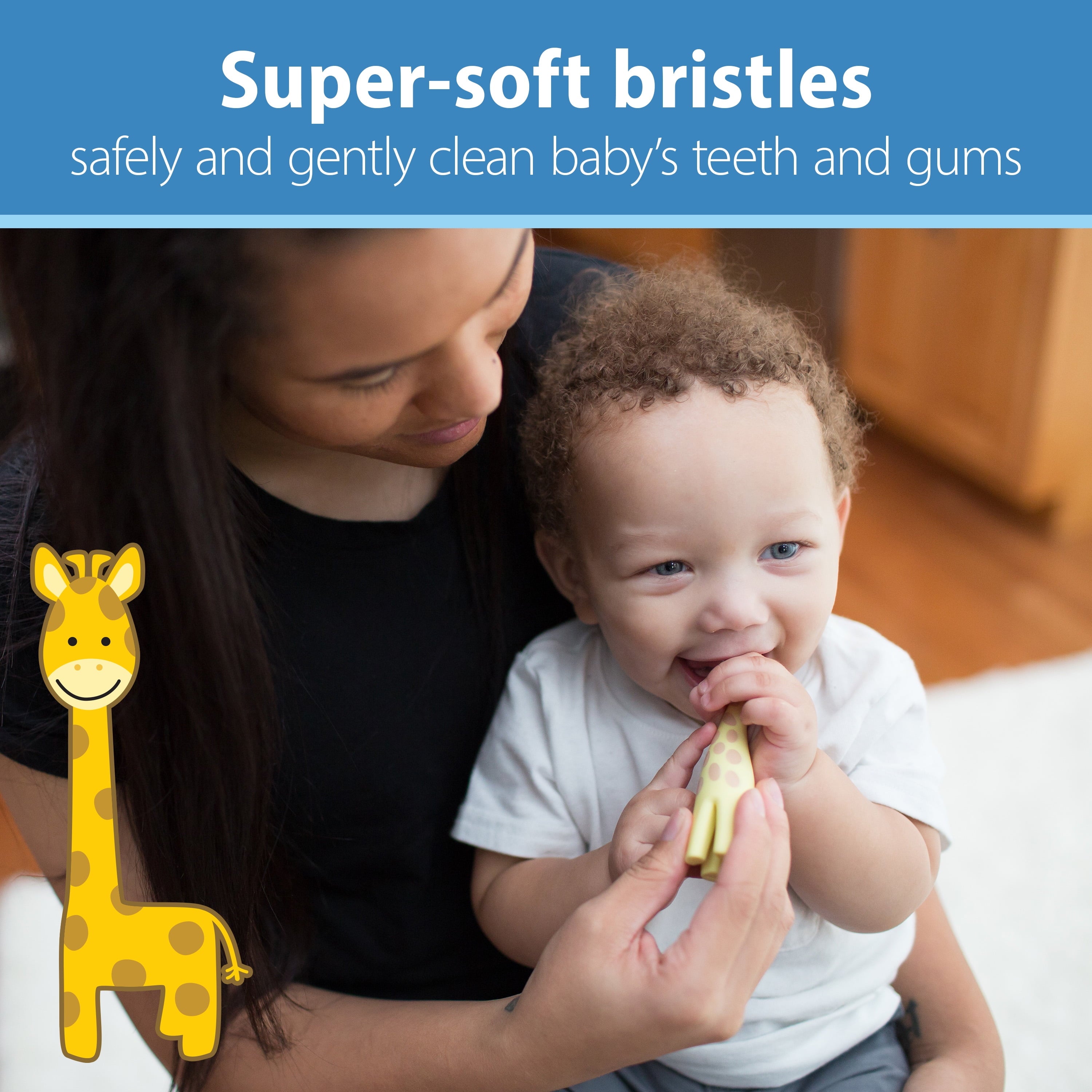 Infant-To-Toddler Training Toothbrush and Toothpaste, Giraffe/Strawberry, 0-3 Years, Set