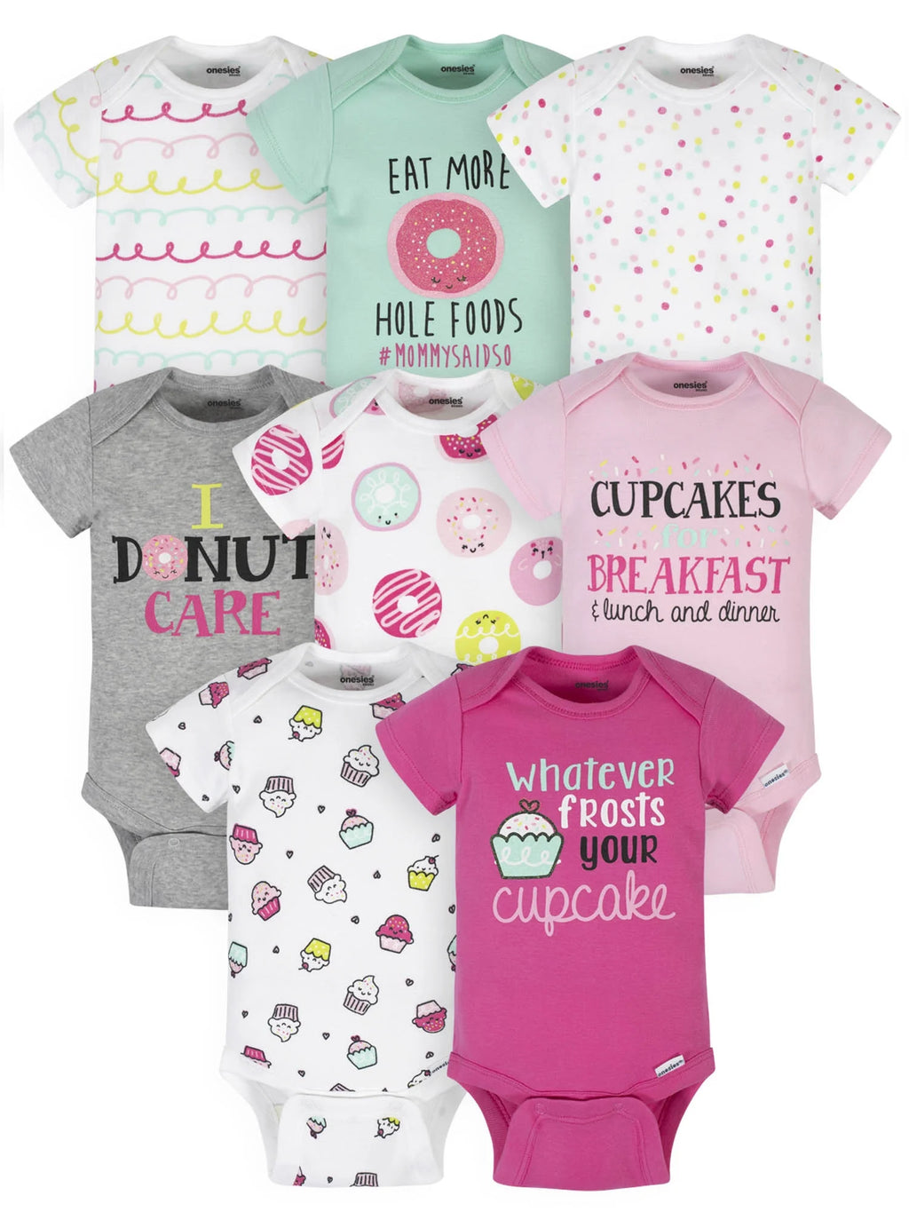 Brand Baby Girl Bodysuits, 8-Pack, Sizes Newborn - 12 Months