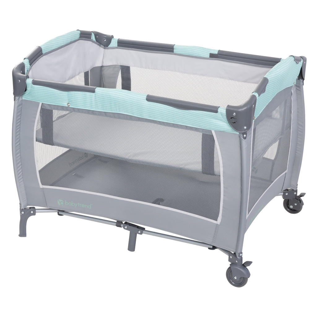 Baby Trend Lil Snooze Deluxe III Nursery Center Playard with Portable Bassinet, Cozy Mint
