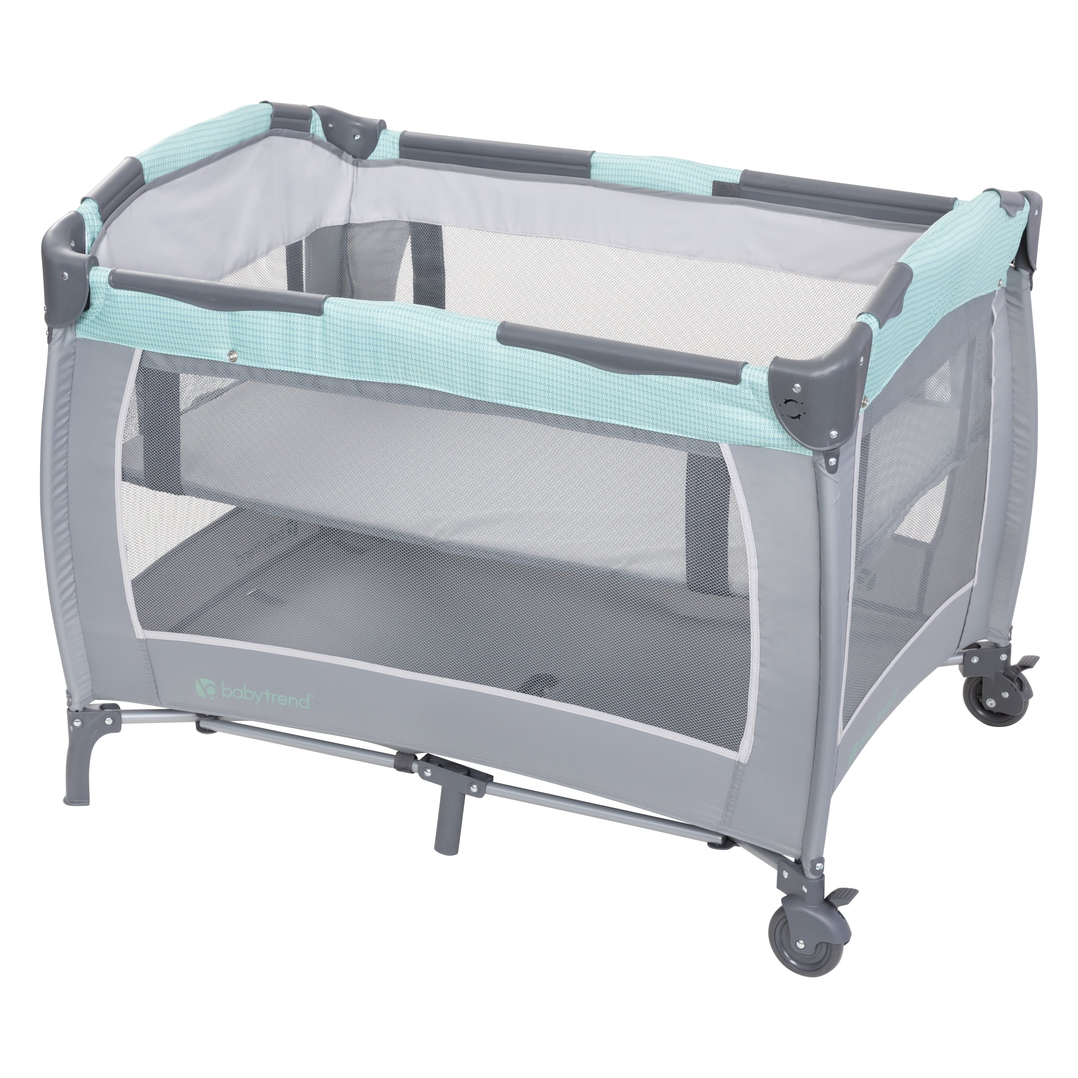 Baby Trend Lil Snooze Deluxe III Nursery Center Playard with Portable Bassinet, Cozy Mint