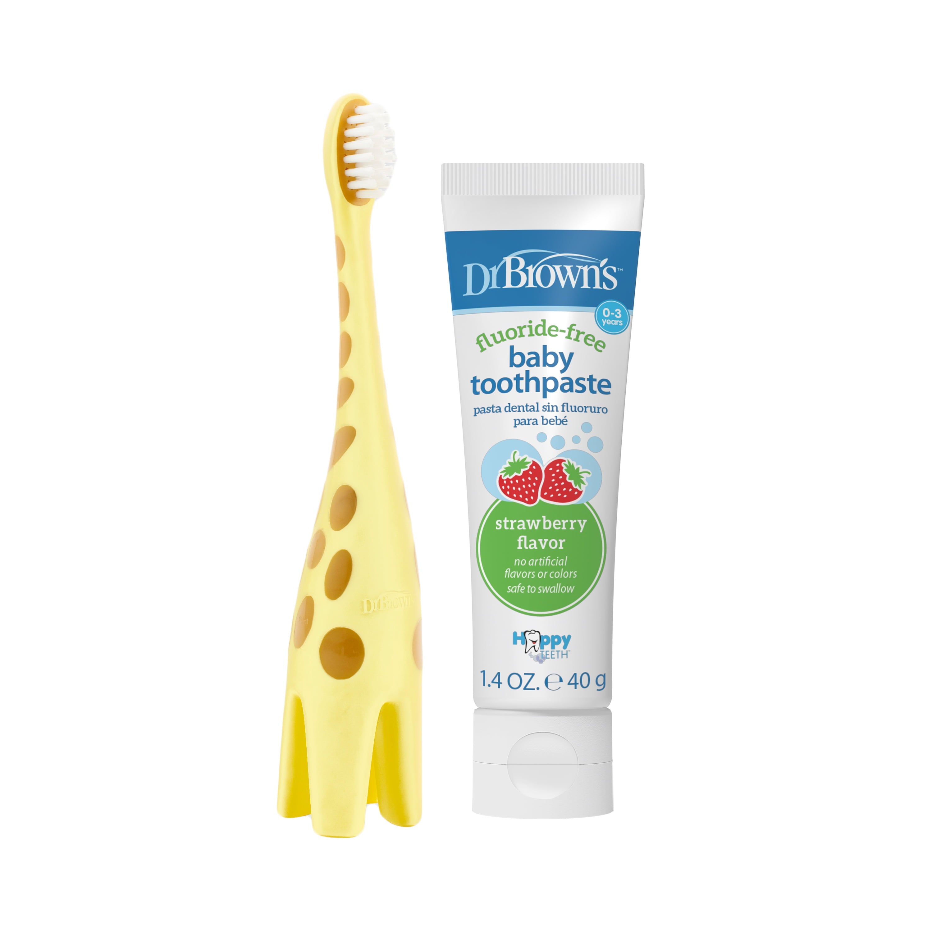 Infant-To-Toddler Training Toothbrush and Toothpaste, Giraffe/Strawberry, 0-3 Years, Set