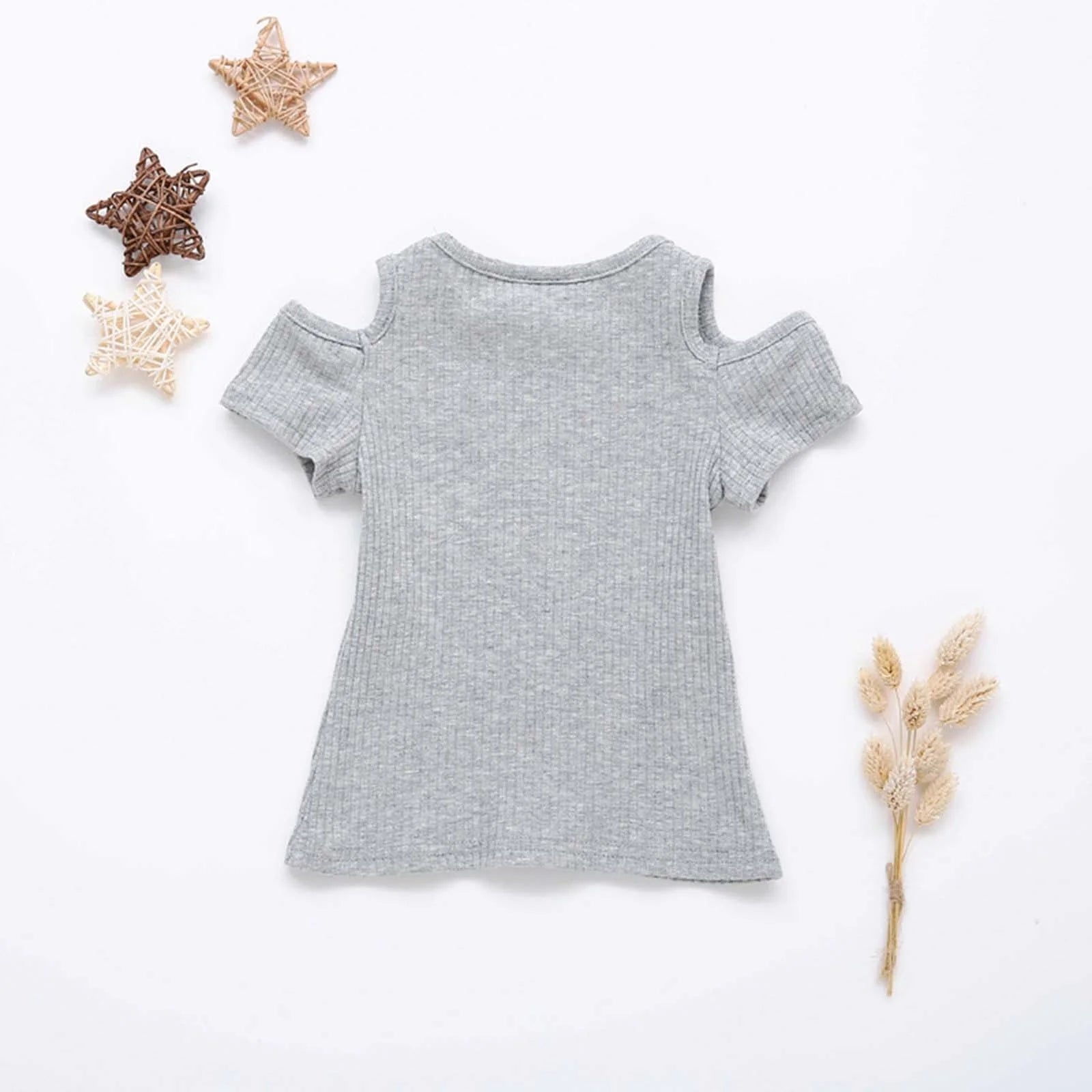 1-6Years Baby Girls Summer T-Shirt Cotton Flying Sleeves T-Shirt for Girls Summer Solid Tee Tops