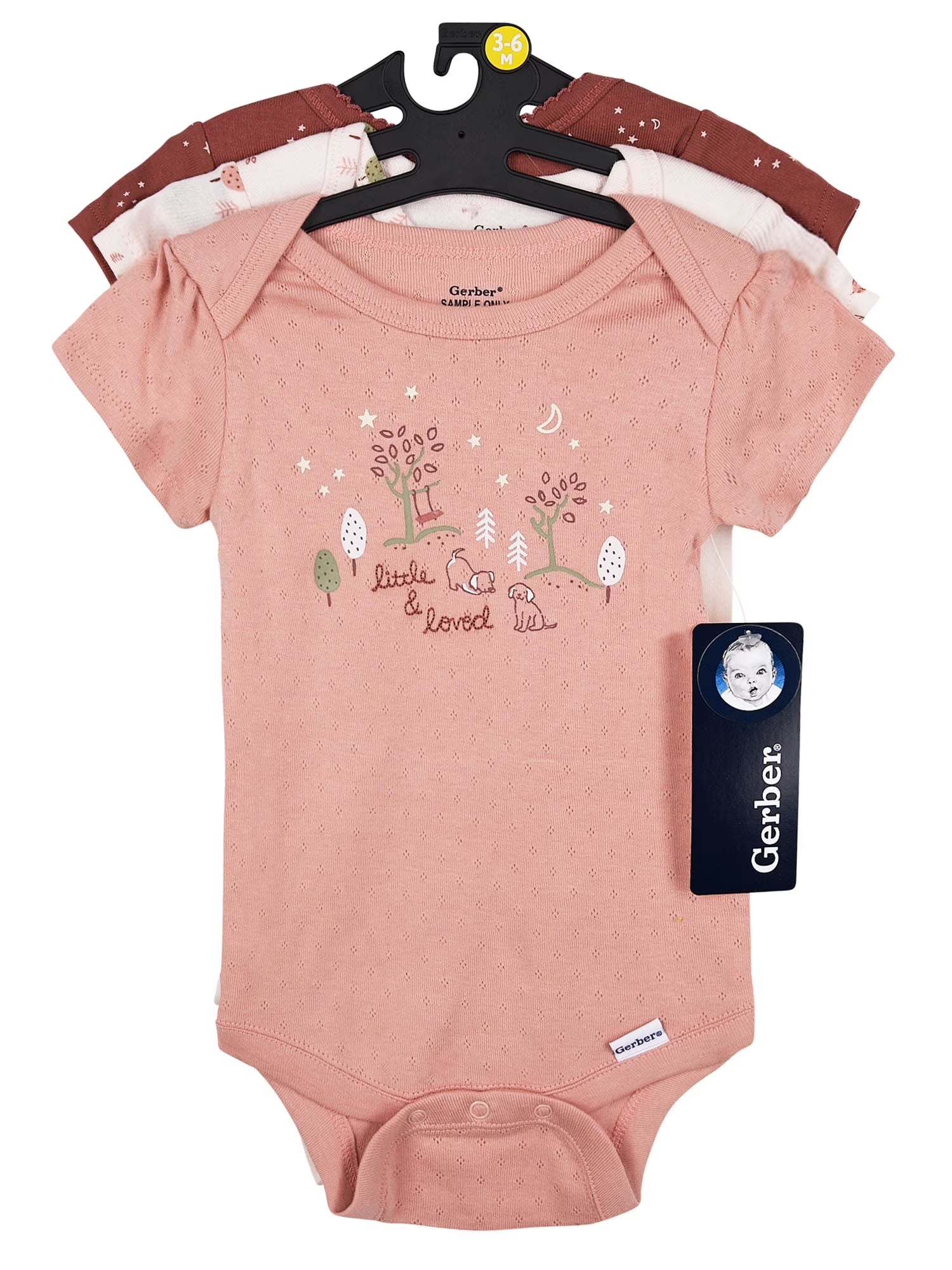 Baby Girl Short Sleeve Cotton Bodysuits, 3-Pack, Sizes Preemie - 12 Months