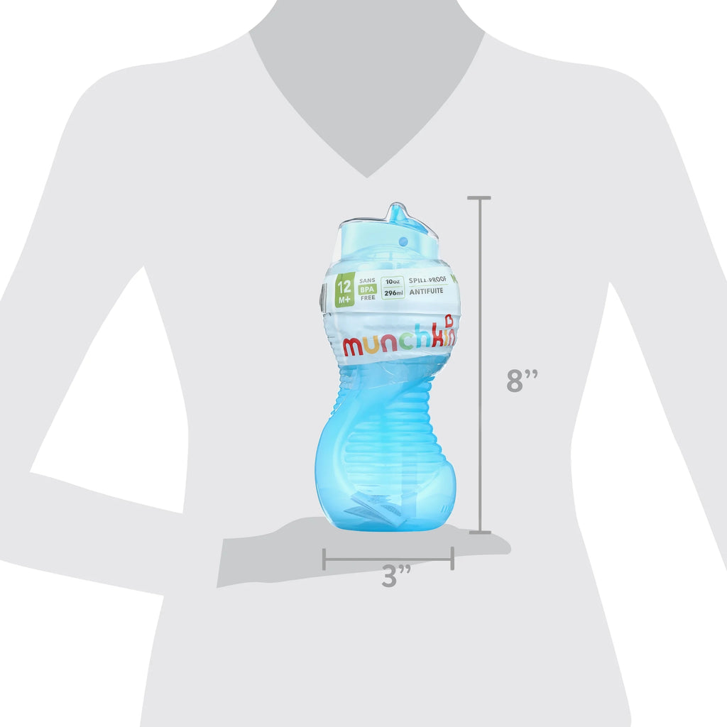 (4 Pack) Munchkin® Mighty Grip® Flip Straw Cup, 10 Oz, Blue, Unisex