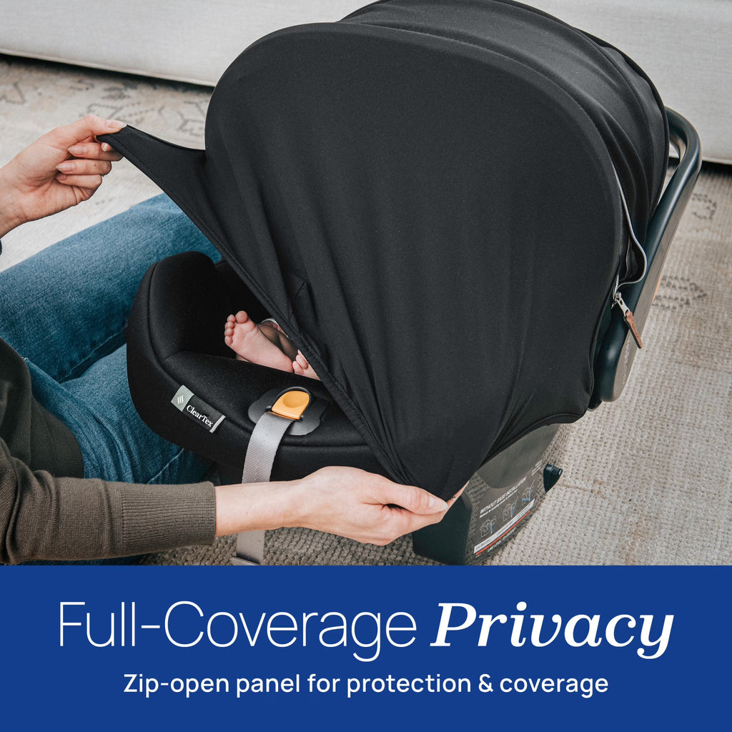 Keyfit® Max Zip Cleartex® Extended-Use Infant Car Seat and Stay-In-Car Base, Rear-Facing, 1-Hand Adjust Handle, Zip-Open Privacy Shield - Sierra (Beige), New
