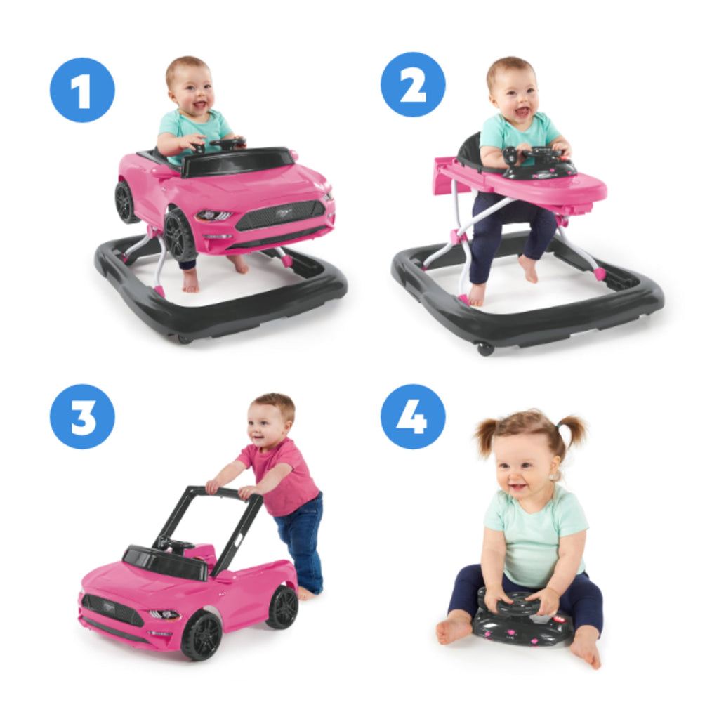 Ford Mustang Ways to Play 4-In-1 Baby Activity Push Walker - Pink