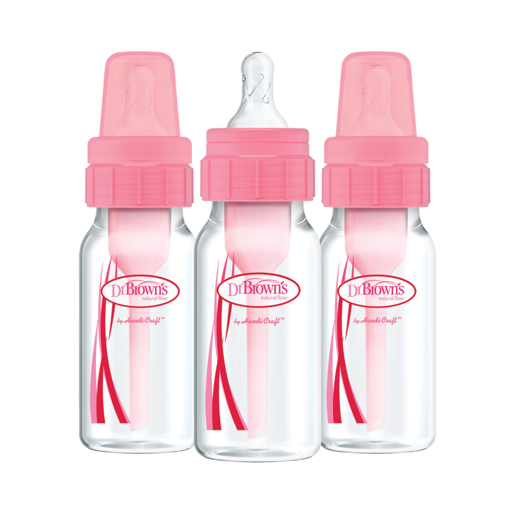 Natural Flow Anti-Colic Baby Bottles -Pink - 4Oz - 3-Pack