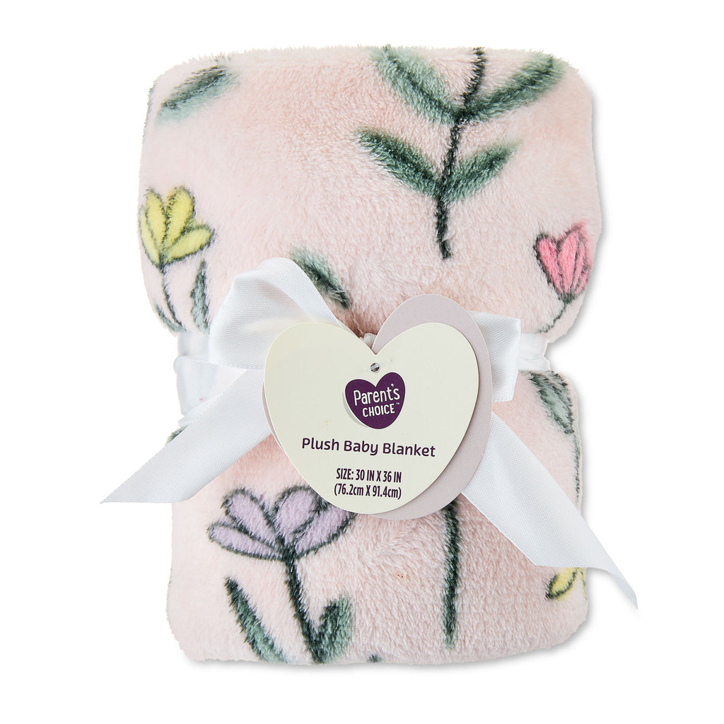 Floral Plush Baby Blanket - Multicolor, 30 in X 36 In