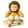 2-Piece Polyester Baby Blanket & Lion Plush Toy Set, Yellow, 30 in X 40 In