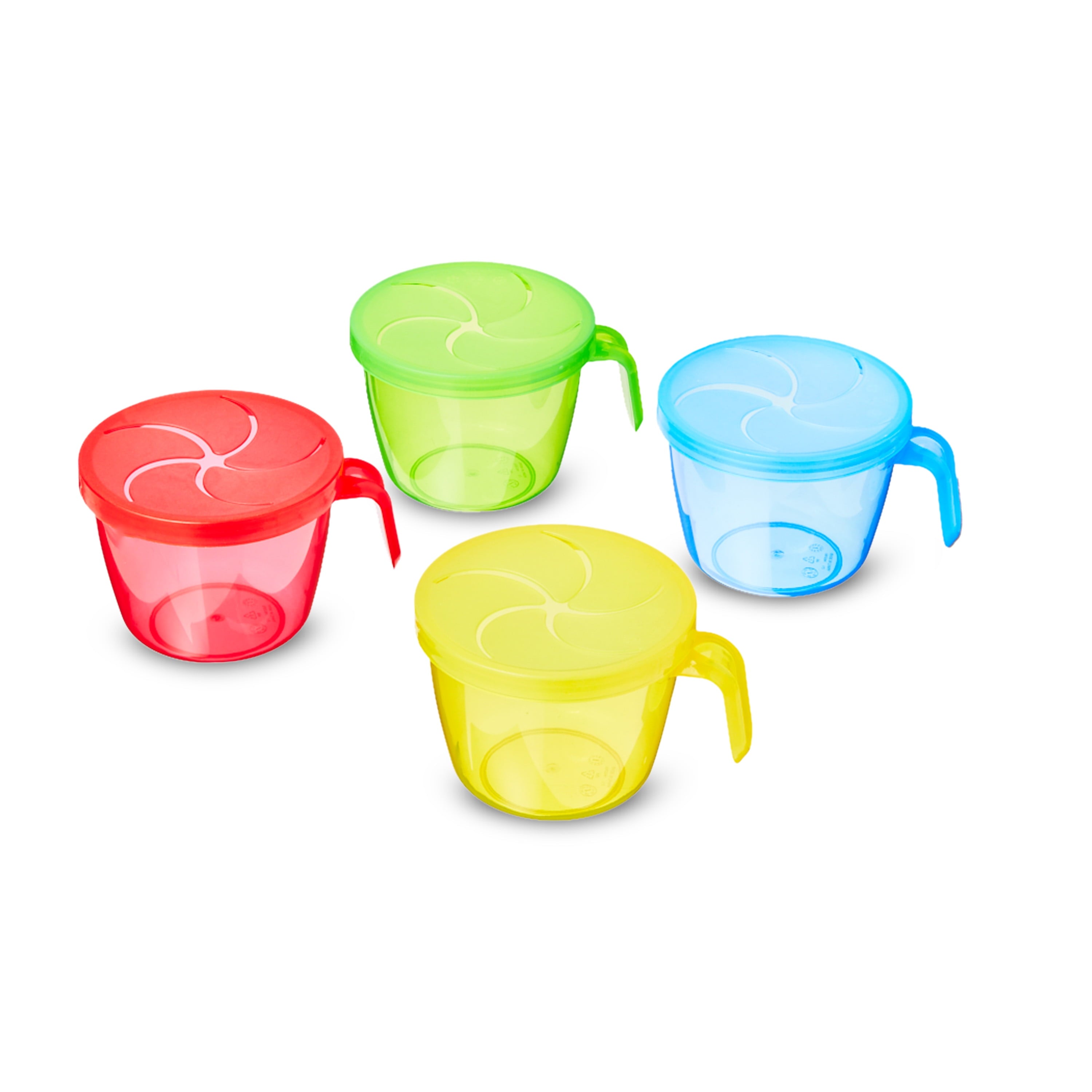 Bpa-Free Plastic Snack Cups with Handle, Multi-Color, 4 Count