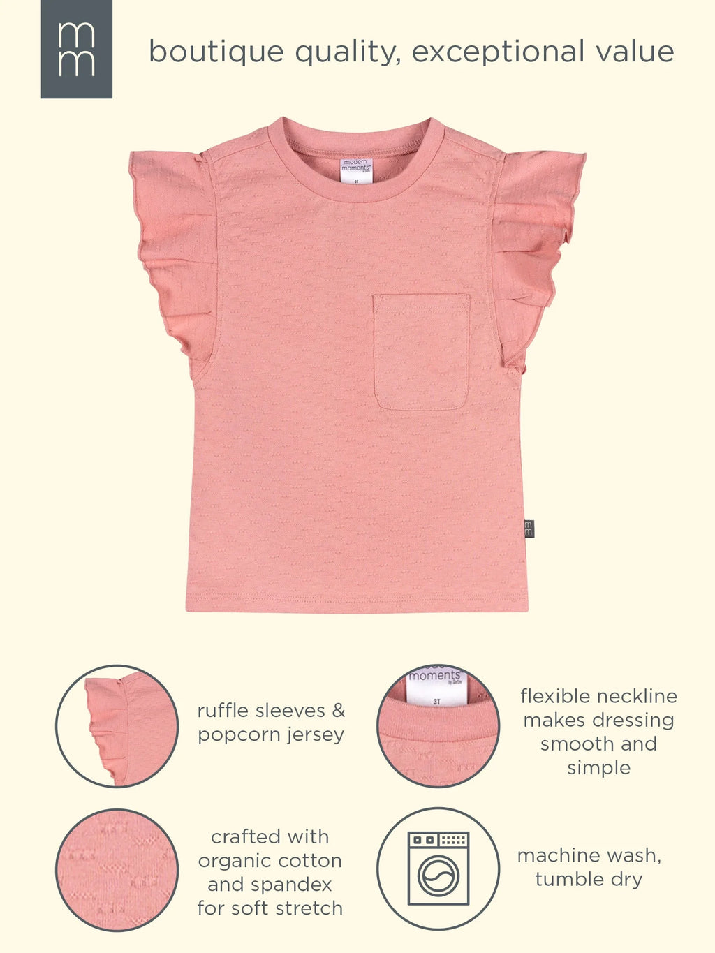 by Gerber Toddler Girl Organic Top and Short Outfit Sets, 4-Piece, Sizes 12 Monts - 5T