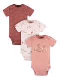 Baby Girl Short Sleeve Cotton Bodysuits, 3-Pack, Sizes Preemie - 12 Months