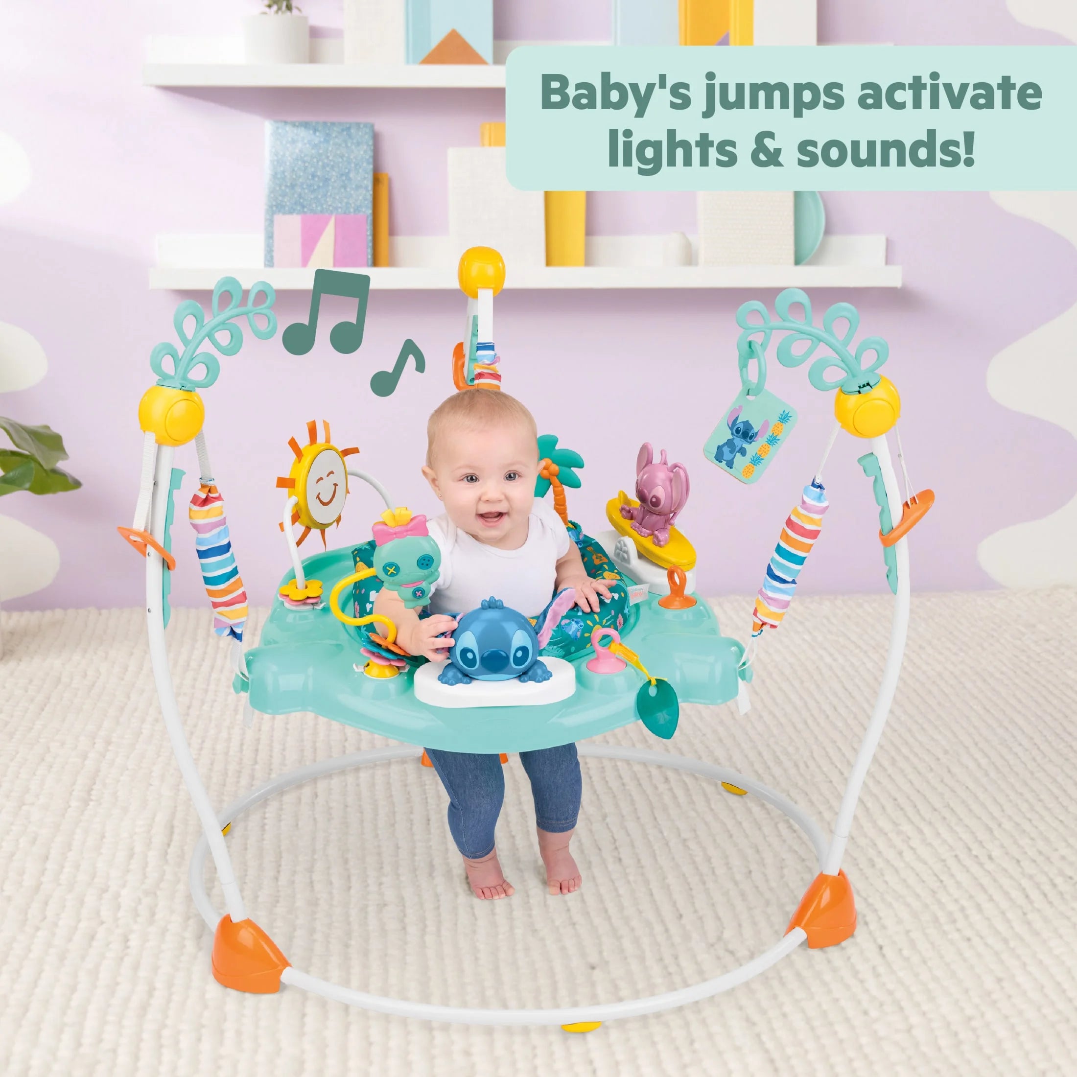 Disney Stitch Little Ohana Baby Activity Jumper, Unisex, Infant (Blue)
