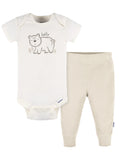 Gender Neutral Short Sleeve Onesie and Pant Outfit Set, 2-Piece, Sizes 0/3 Months - 12 Months