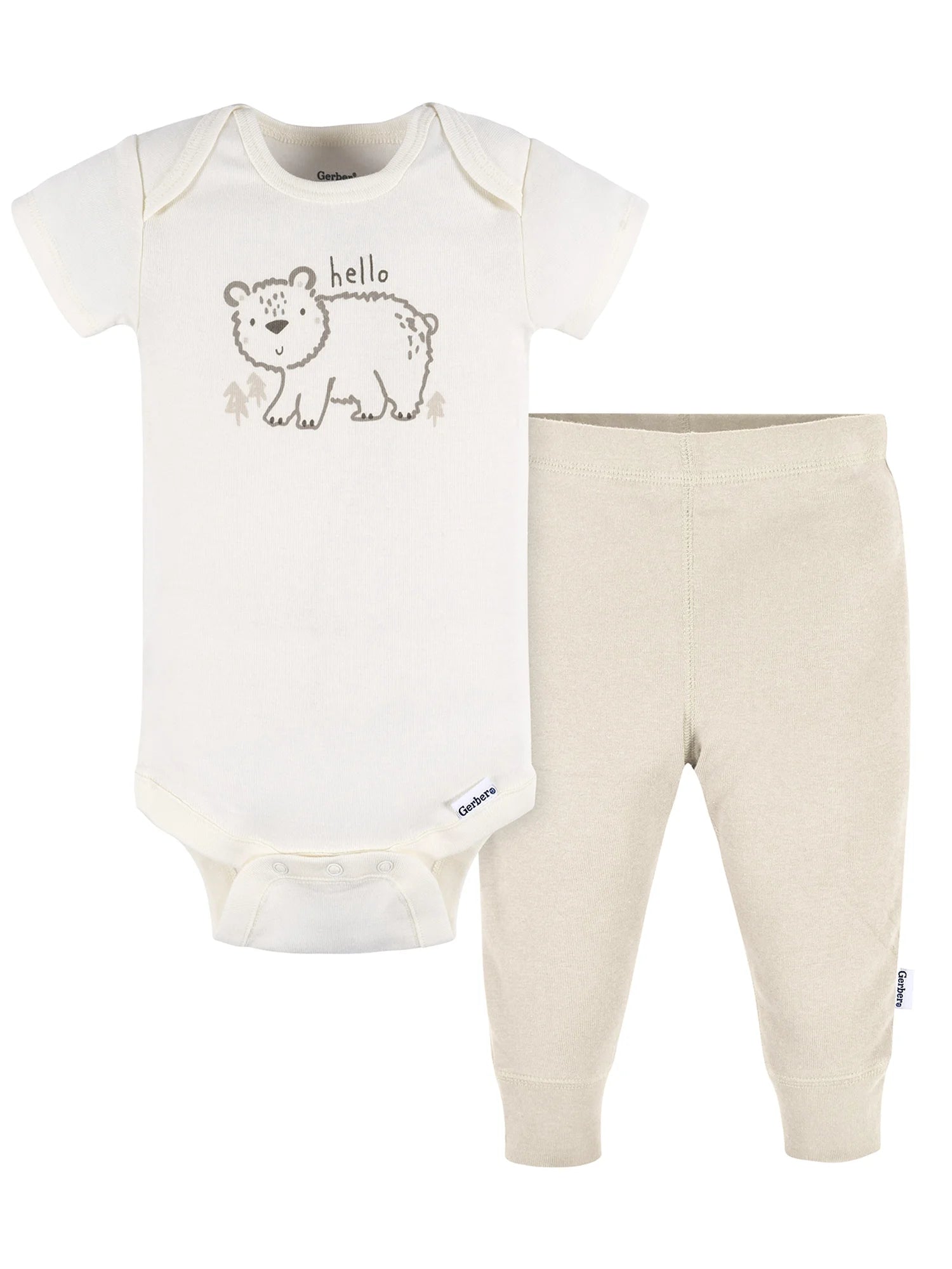 Gender Neutral Short Sleeve Onesie and Pant Outfit Set, 2-Piece, Sizes 0/3 Months - 12 Months