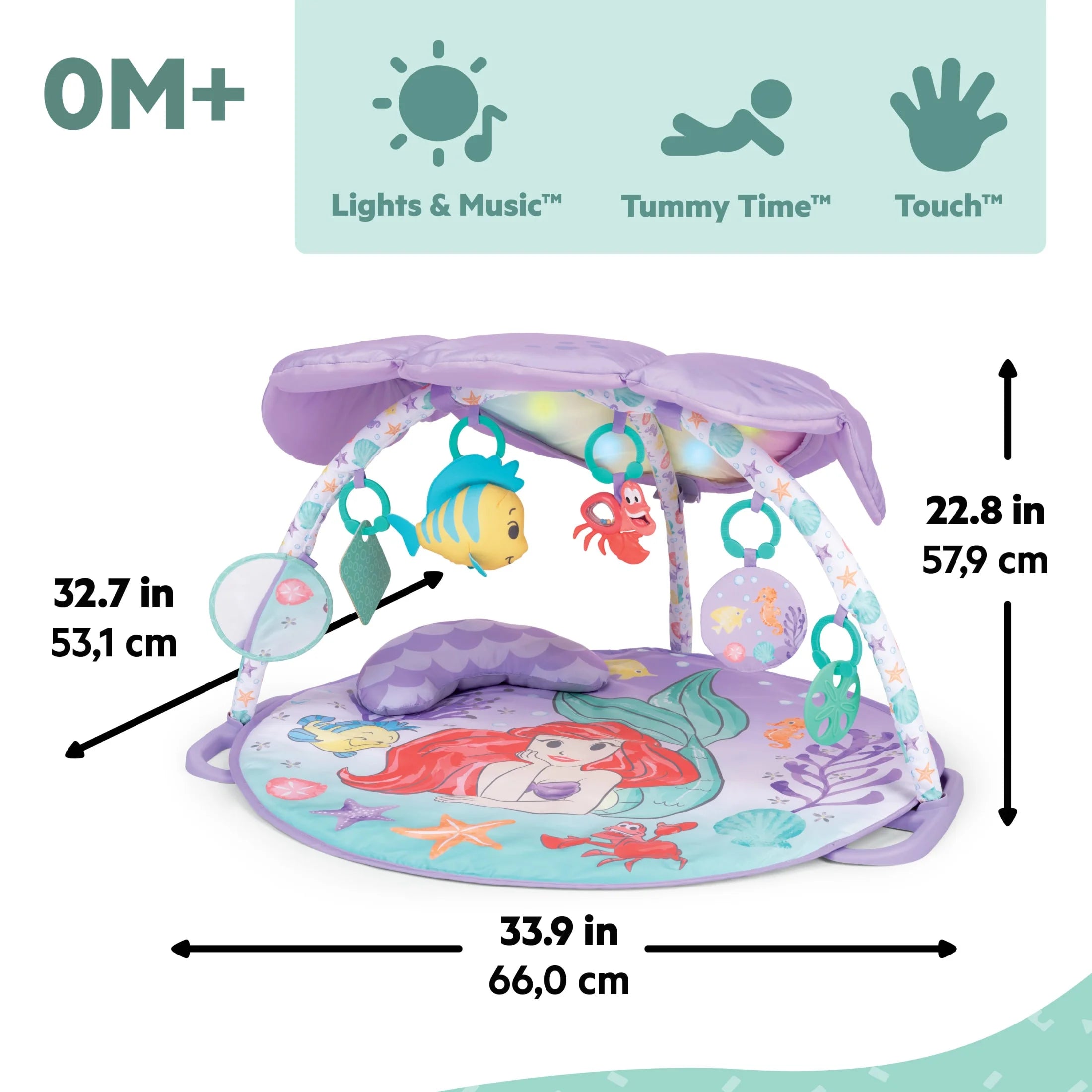 Disney Baby the Little Mermaid Baby Activity Gym & Play Mat with Tummy Time Pillow by
