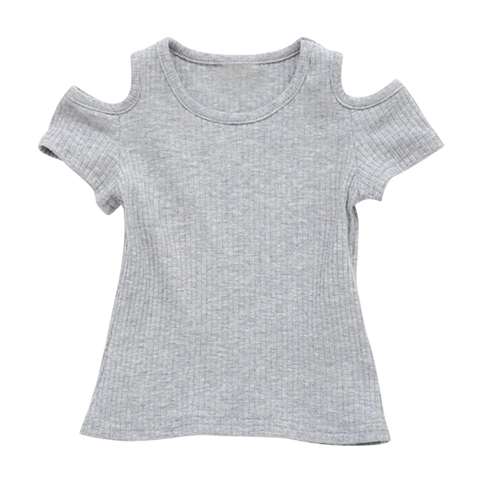 1-6Years Baby Girls Summer T-Shirt Cotton Flying Sleeves T-Shirt for Girls Summer Solid Tee Tops
