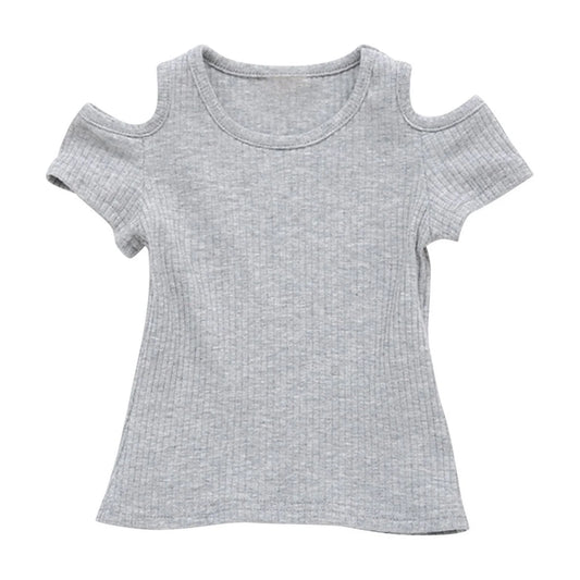 1-6Years Baby Girls Summer T-Shirt Cotton Flying Sleeves T-Shirt for Girls Summer Solid Tee Tops