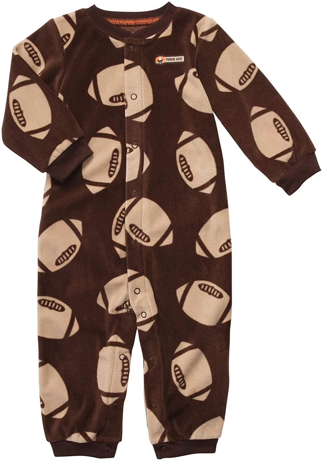 Infant Long Sleeve One Piece Snap Fleece Coverall - Football Fun-18 Months