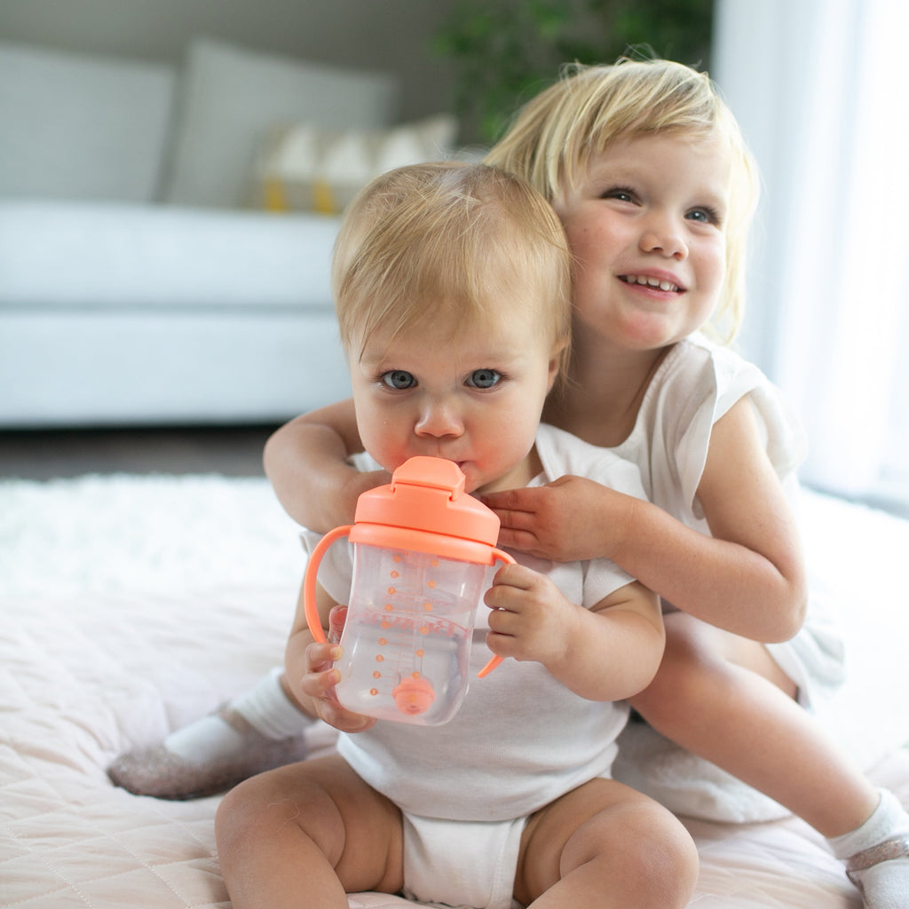 (3 Pack) Dr. Brown'S Milestones Baby’S First Straw Cup, Training Cup with Weighted Straw, Coral, 6M+