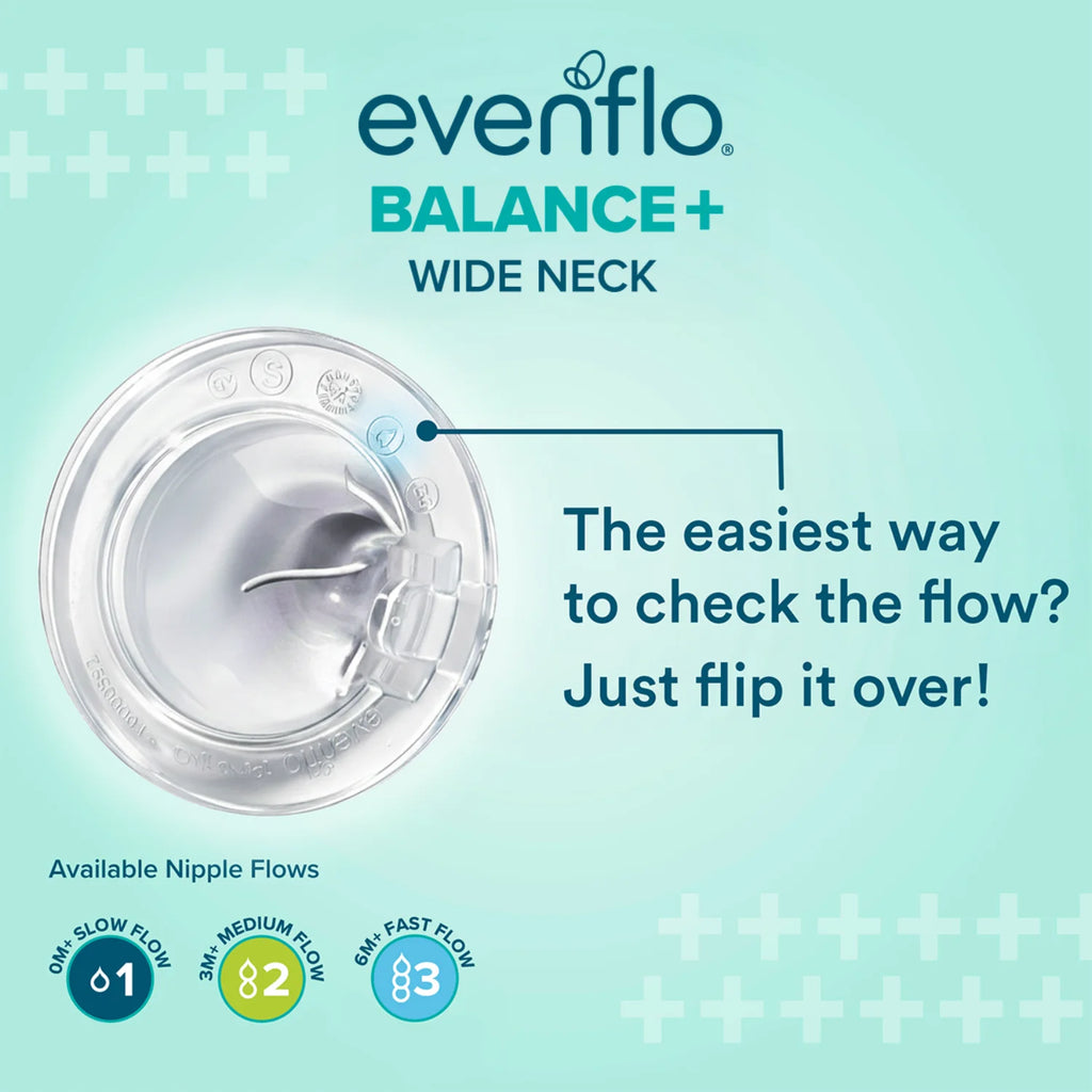 Evenflo Balance+ Wide Neck Baby Bottles, Clear/White, 5Oz, 2-Pack