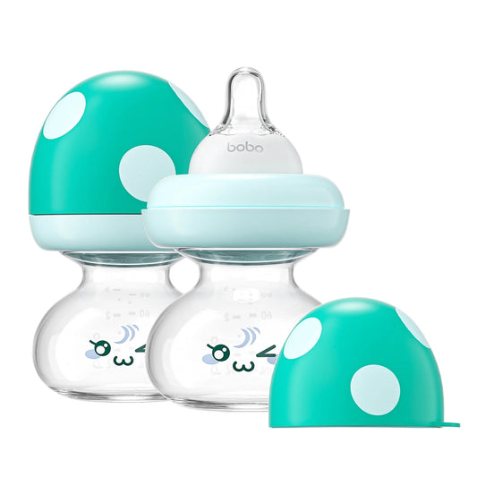 2.7Oz Newborn Glass Baby Bottles Set,With Slow Flow Nipple,2-Pack,Blue
