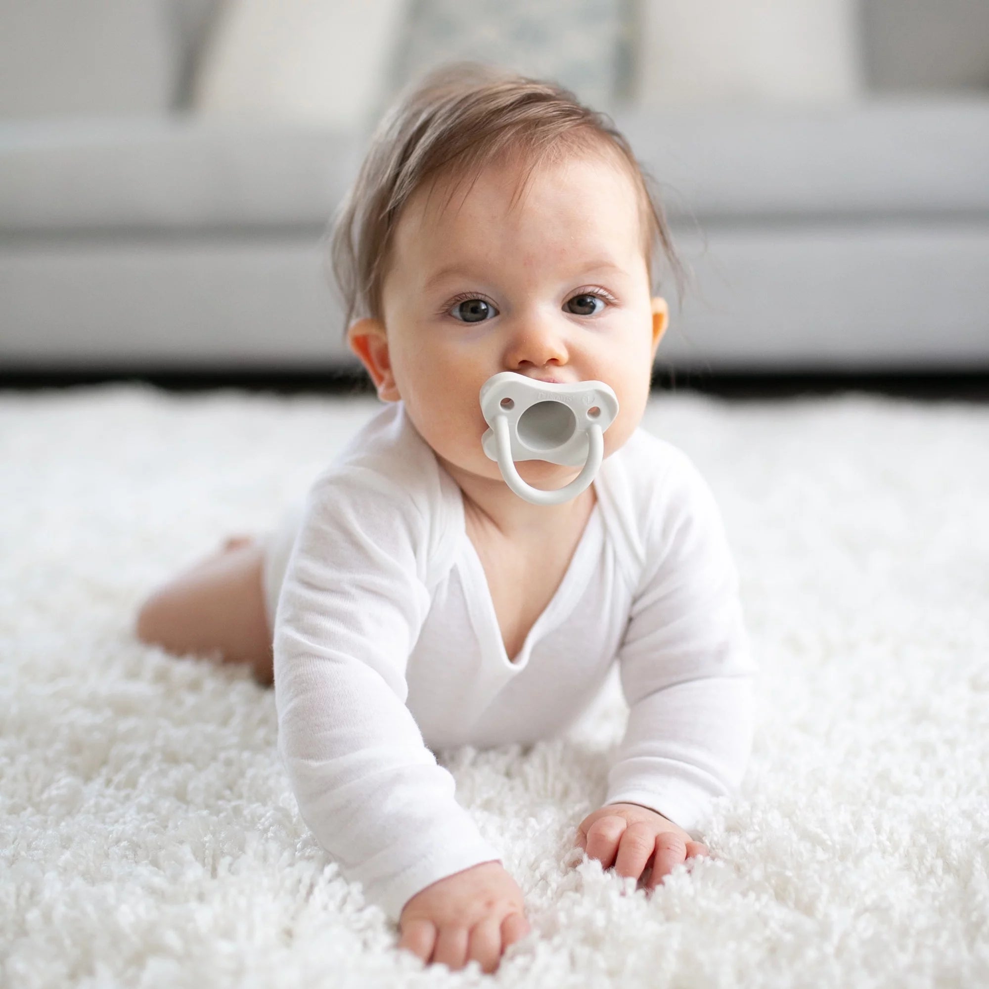 Happypaci 100% Silicone Pacifier 0-6M, BPA Free, Cool Gray, Green, Ecru, 3 Pack