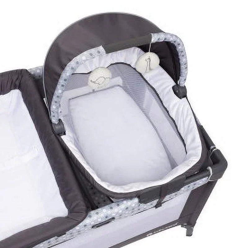 Baby Trend Nursery Den Playard with Rocking Snooze Pod and Flip-Over Changer, Pebble Stone Grey