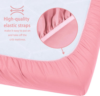 Pack and Play Sheets Fitted, 2 Pack Pack N Play Sheets for Graco Pack N Play Mattress, Unisex Playard Sheets for Boys Girls (Love & Pink, 38 X 26 Inch)
