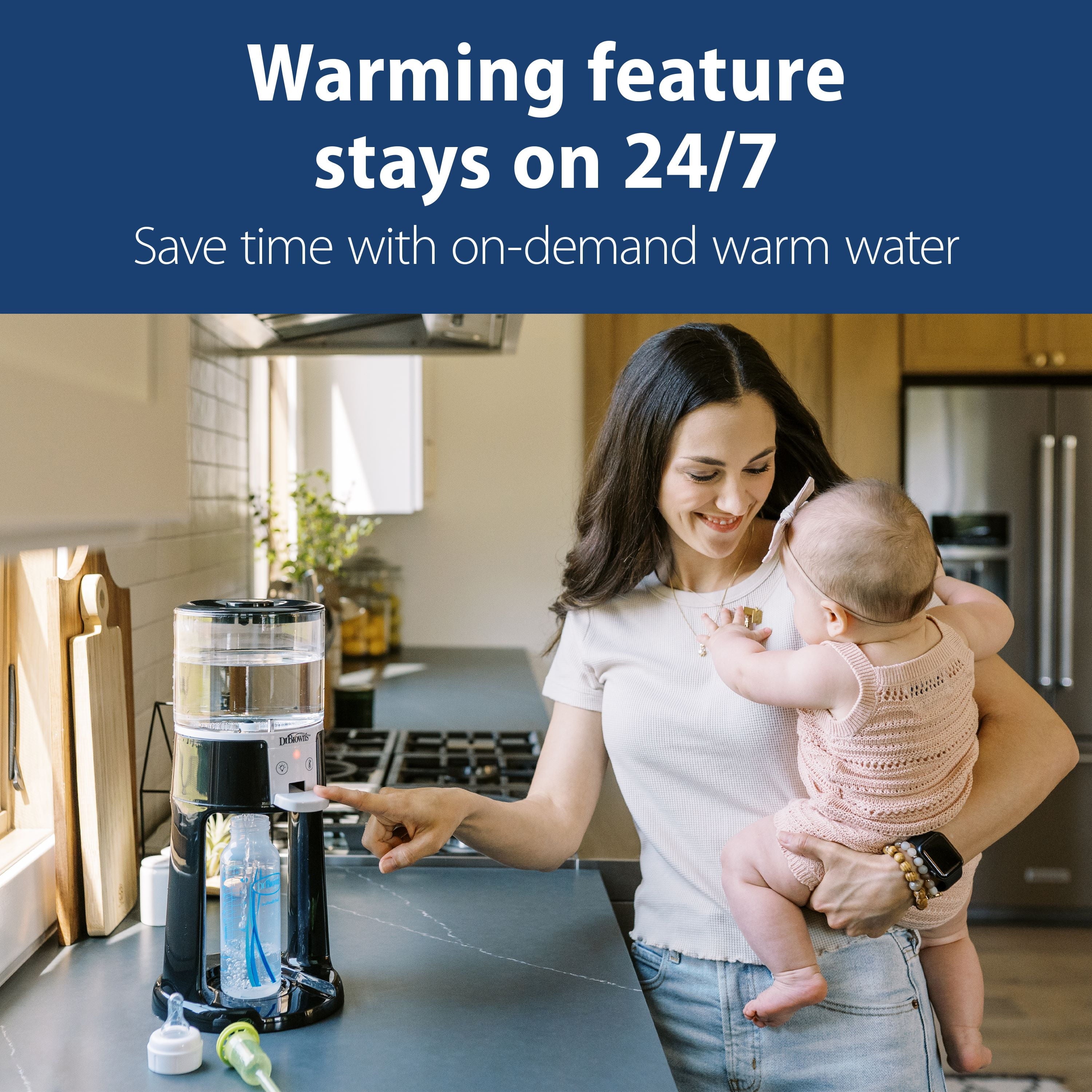 Insta-Prep Warm Water Dispenser for Fast Formula Prep, 1.5L Glass Tank, Adjustable Temp.