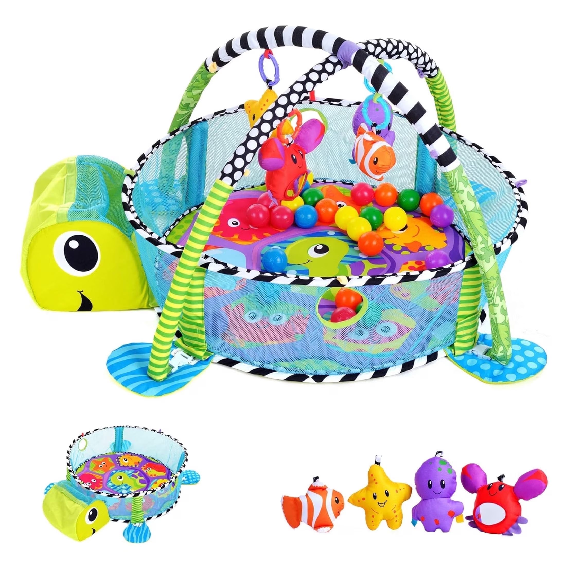 3-In-1 Baby Play Gym & Activity Mat with Ocean Ball Pit - Developmental Toy for Newborns to Toddlers (0-36 Months)