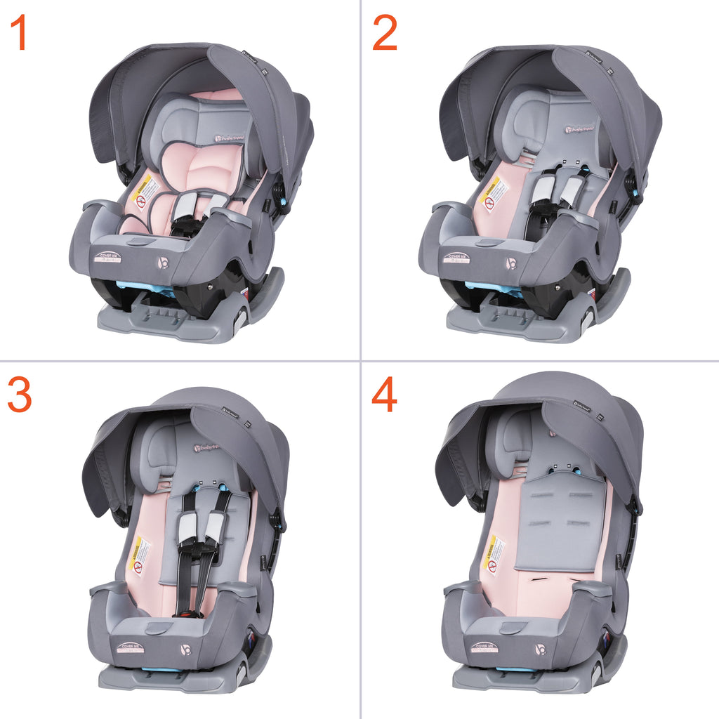Baby Trend Cover Me 4 in 1 Convertible Car Seat W/Canopy, Desert Pink