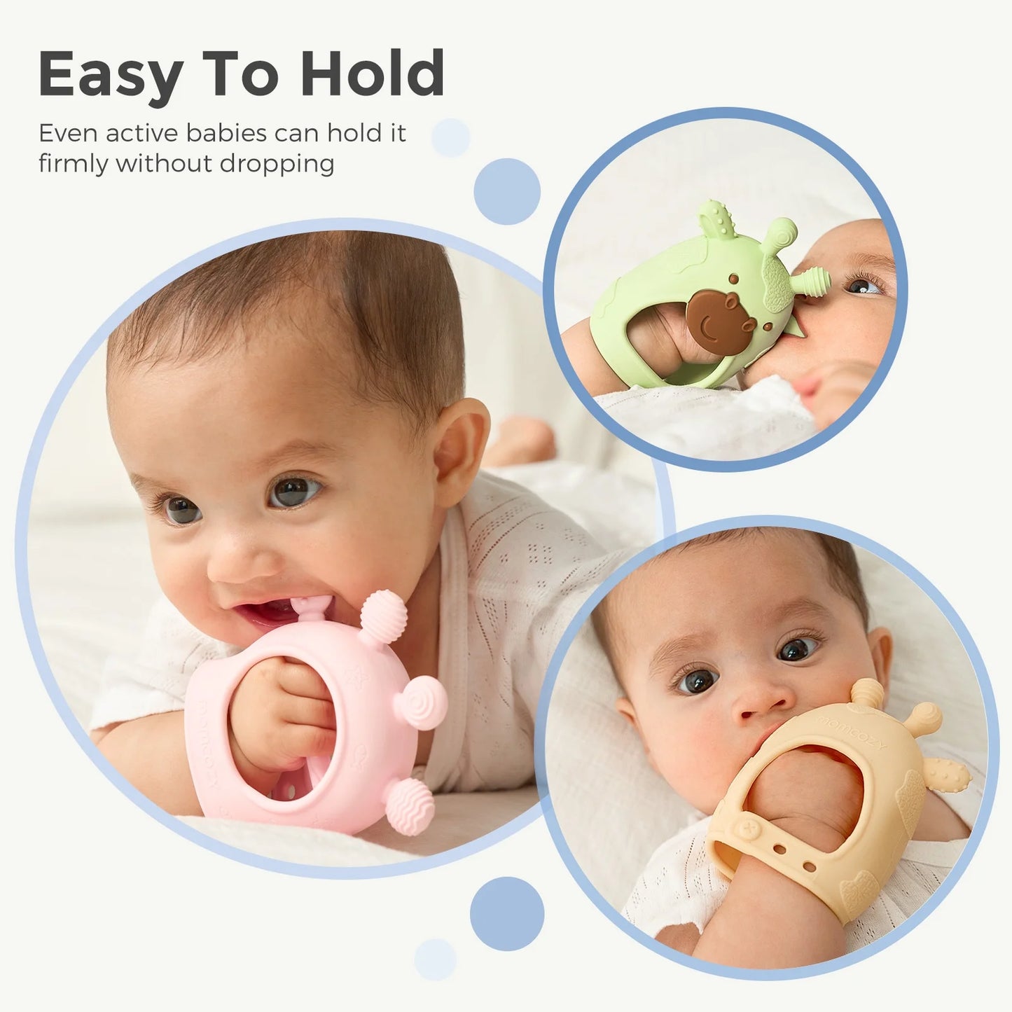 Momcozy Silicone Baby Teether Diver and Giraffe, Teething Toys for Infant 0-12 Months, Yellow & Blue