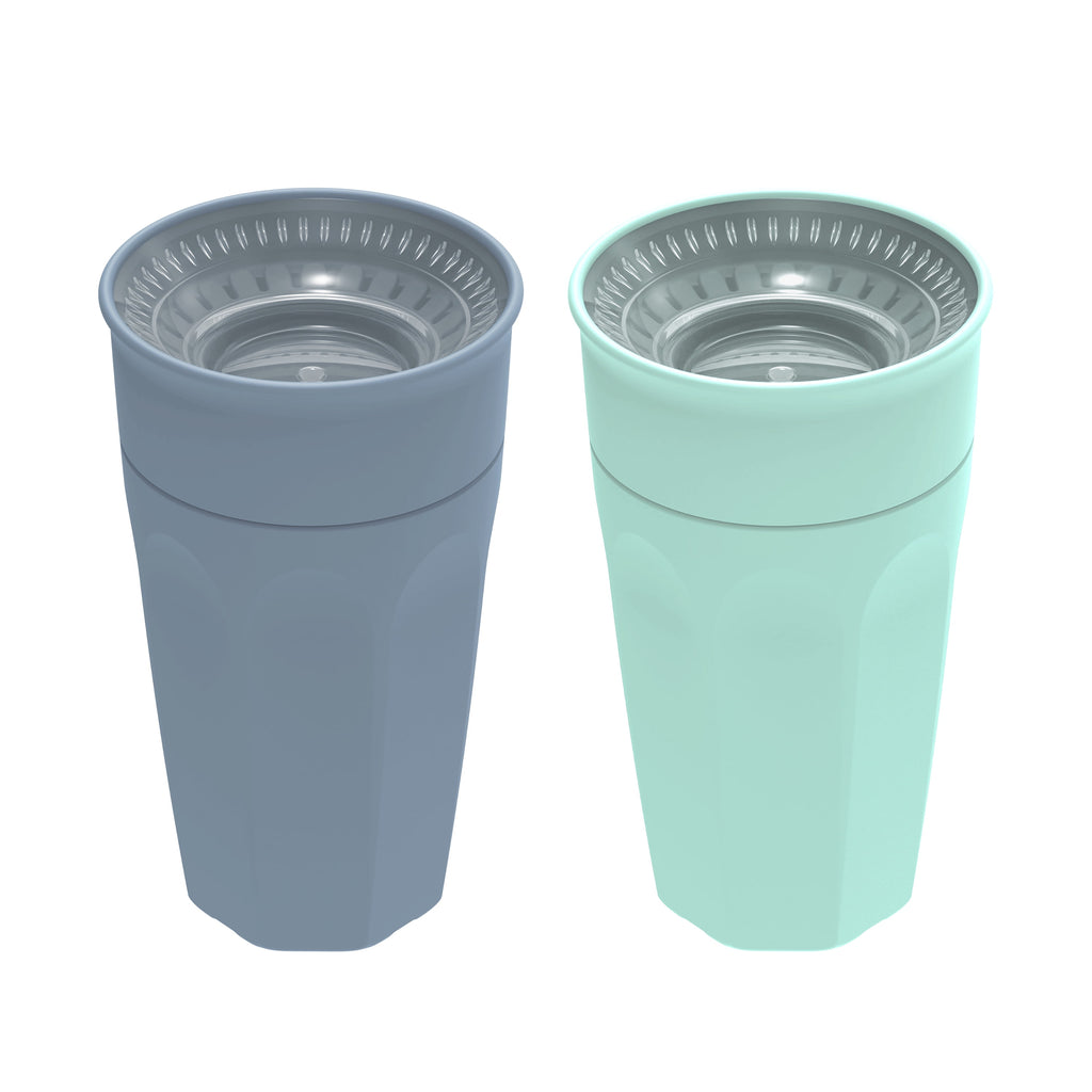 Milestones Cheers 360 Training Cup for Toddler/Baby, Leak-Free, Blue/Aqua, 10 Oz, 9M+, 2-Pack