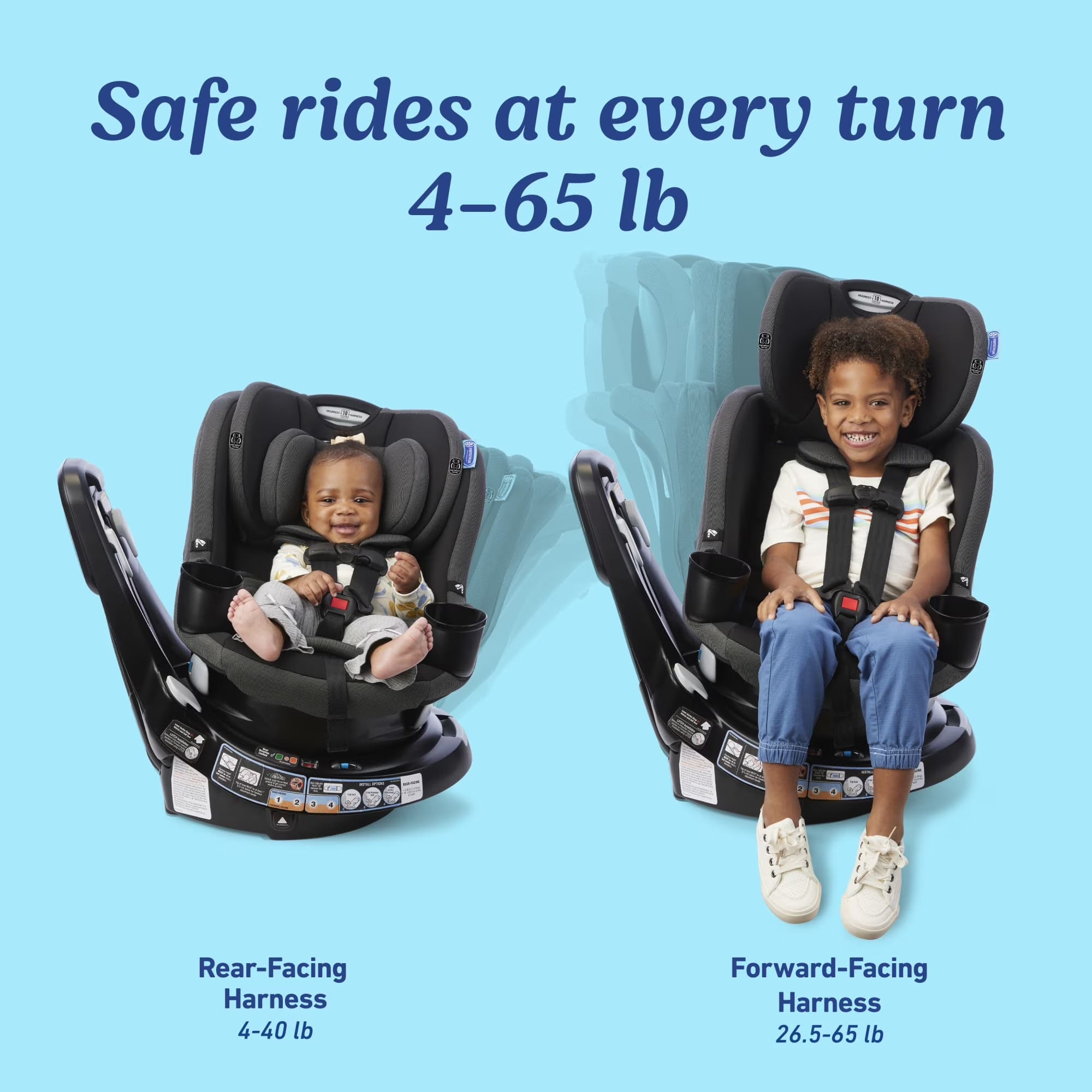 Easyturn 360 2-In-1 Convertible Car Seat, Cyran, Black