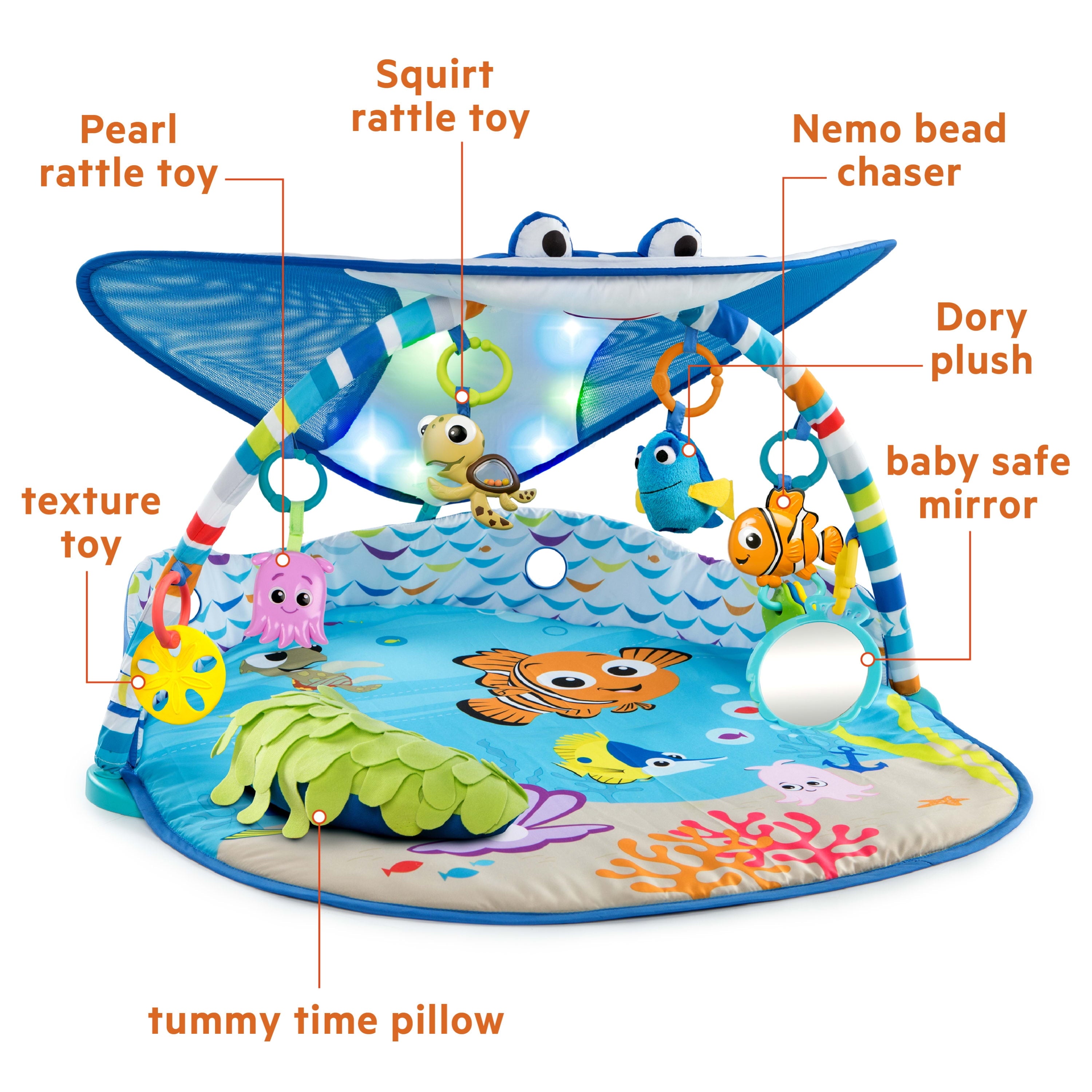 Bright Starts  Baby Finding Nemo Mr. Ray Ocean Lights & Music Activity Gym and Play Mat