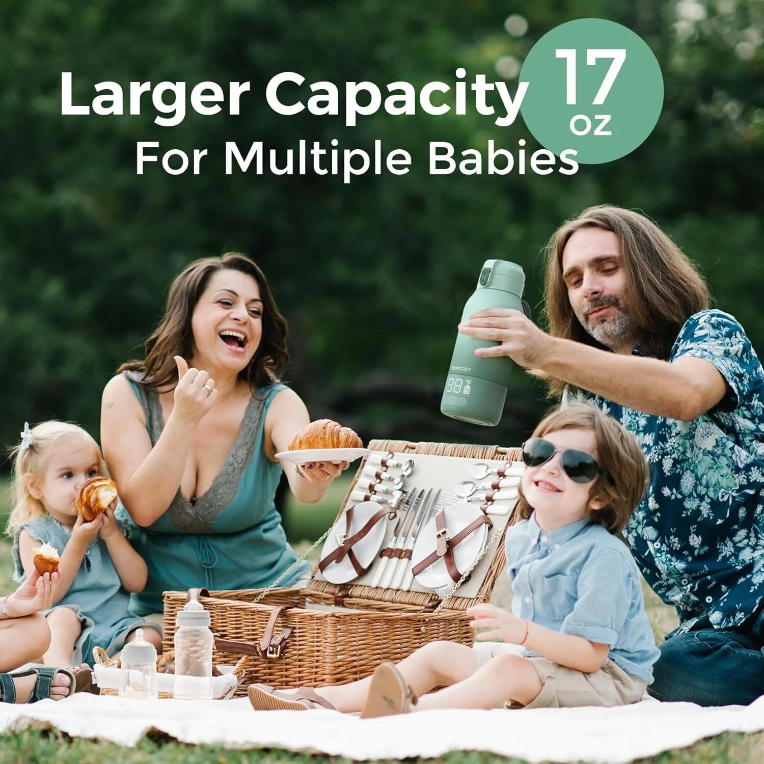 Momcozy Portable Milk Warmer for Travel – Dual Heating Modes for Breast Milk & Water, Portable Bottle Warmer, 17 Ounces